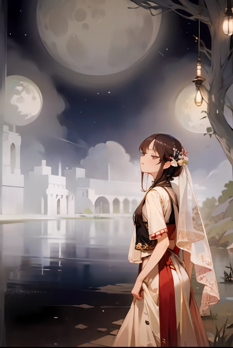 Moon, Riverside, lights
