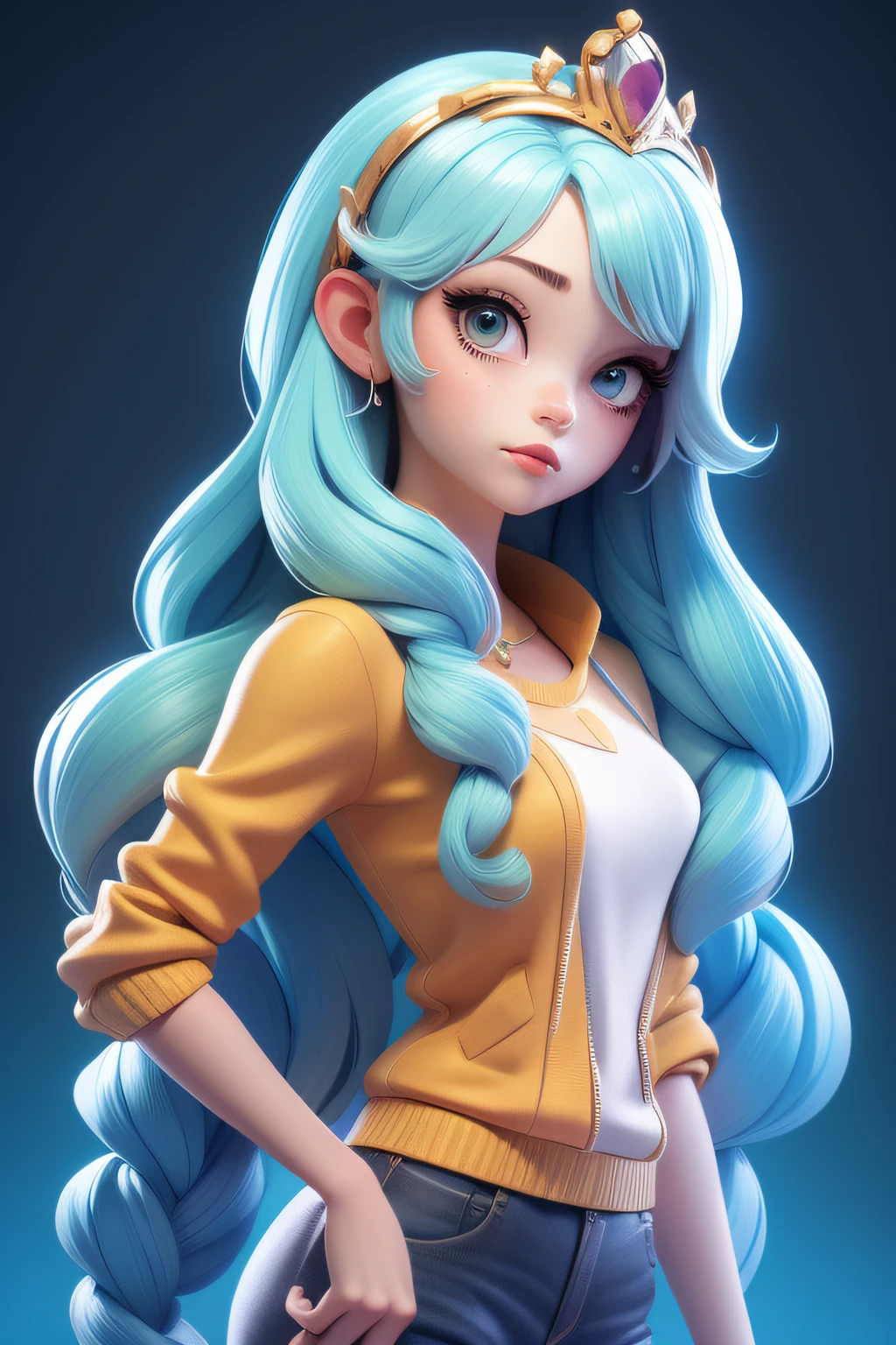 a very smart beautiful girl as a crypto princess with pixel art syle