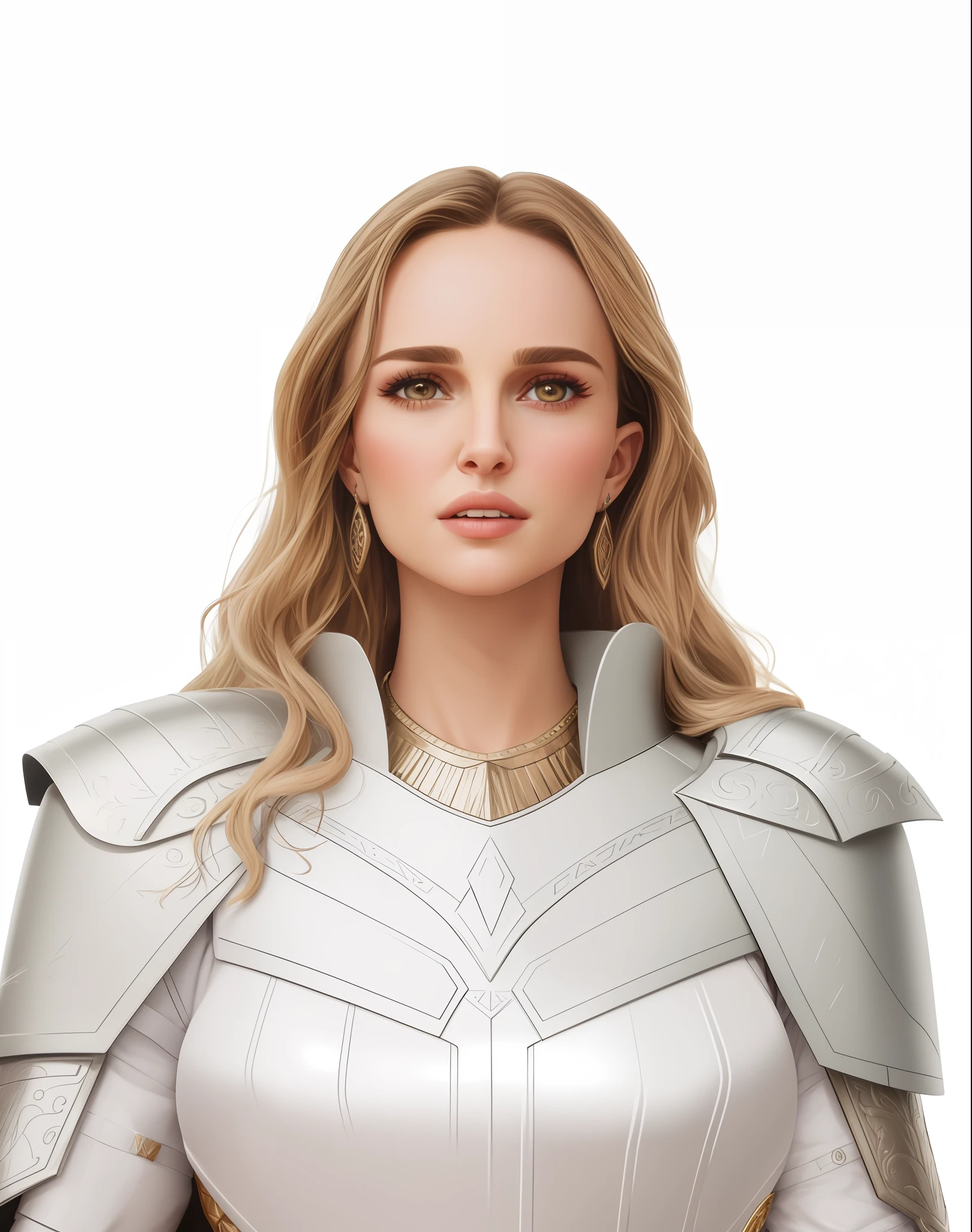 a colorful hd photo of a woman in a knight armour, portrait of natalie portman,lady thor, television screenshot, giving a speech, youtube video screenshot, full face frontal centered, but as a photograph, filmation, technocracy, without text, 5d, age 2 0, portrait of wild