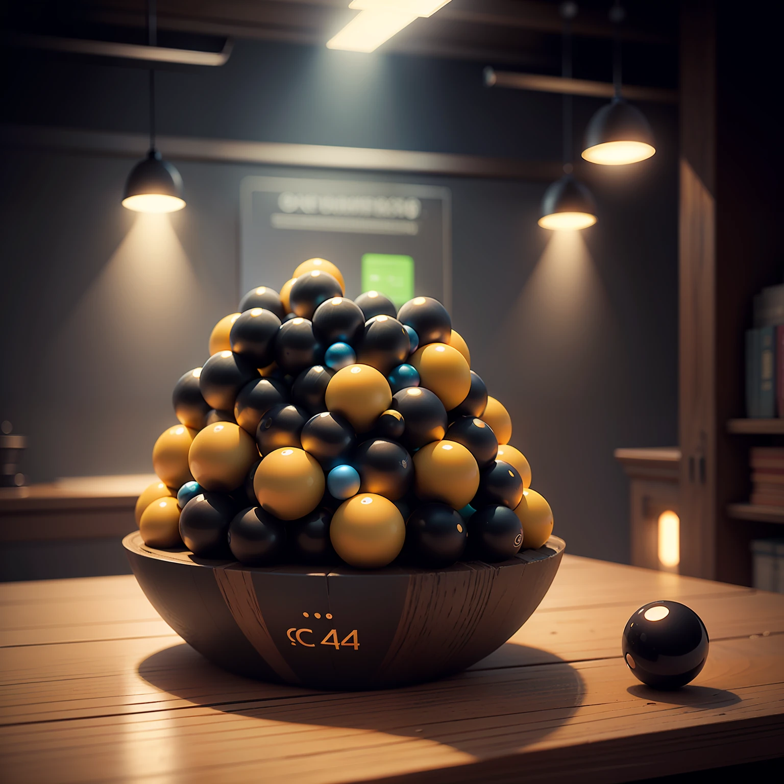 C4D still life scene, with small balls, stage, luminous words, Double 11 promotion --auto