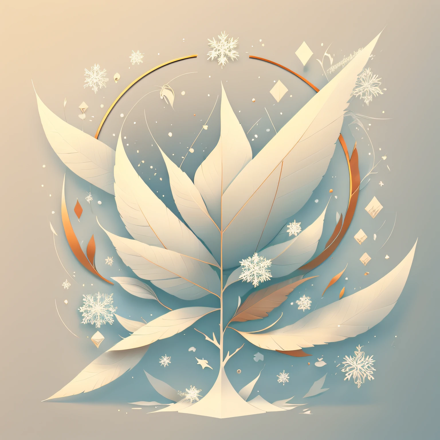 Simple geometric lines, colorless background, minimalist, snowflakes and quill made of simple geometric lines, letter art text "fengshuang", logo design --auto