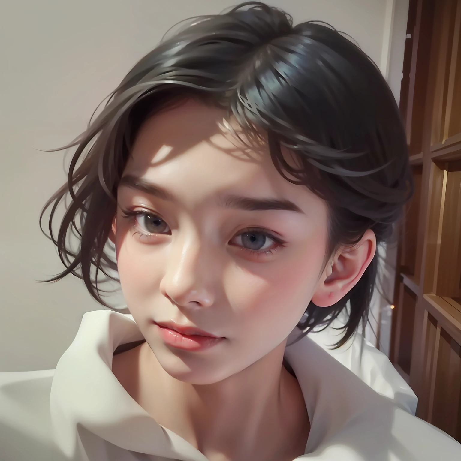 8K, Best Quality, Masterpiece, Ultra High Resolution, (Realism: 1.4), Original Photo, (Realistic Skin Texture: 1.3), (Film Grain: 1.3), (Selfie Angle),1 Boy, Beautiful Eyes and Face Details, Masterpiece, Best Quality, Close-up, Upper Body, Looking at the Viewer