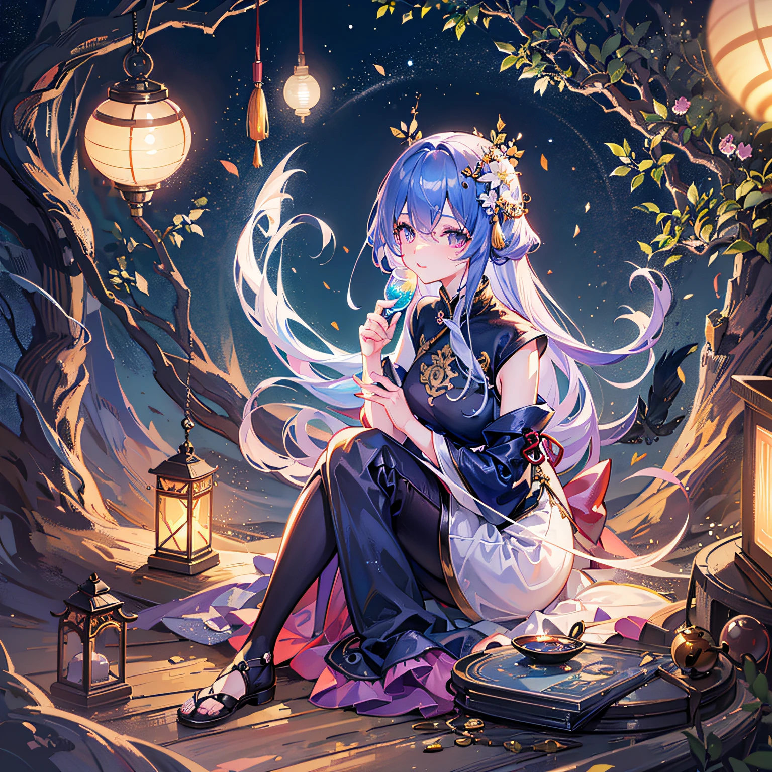 A beautiful asian woman immersed in the memory of love. The sweet fruit was delicately placed in her hand, and the crimson skin contrasted with her porcelain-colored complexion. The fragrance of plum enveloped her, evoking a feeling of nostalgia and yearning. The setting is set in a traditional Japanese tea house, decorated with elegant bamboo furniture and delicate paper lanterns. Soft natural light shines through the curtain, casting soft shadows on the tatami floor. The tranquil koto melody echoes in the background, creating a tranquil atmosphere. A low wooden table is placed in front of her, displaying plum blossoms, the core of the traditional tea ceremony. The mood is contemplative and serene, evoking an appreciation for fleeting beauty. The taste of plum evokes precious memories and blends with the essence of love. An exquisite watercolor painting. The painting will be created using transparent watercolor on textured paper. The artist will care