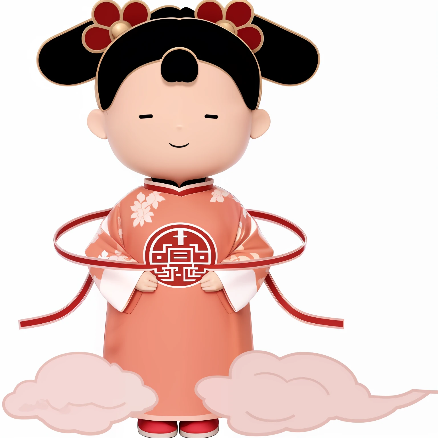 Close up of a cartoon girl, dressed in Chinese costume, palace, girl in Hanfu, ancient Chinese goddess, Chinese costume, beautiful girl, Chinese girl, Chinese princess, wearing ancient Chinese costume, ancient Chinese princess, ancient Chinese costume, inspired by Miao Fu, Thai costume, traditional Thai costume, Chinese Traditional, inspired by Pu Hua, 3D stereoscopic, perfect detail, cloud detail, face detail