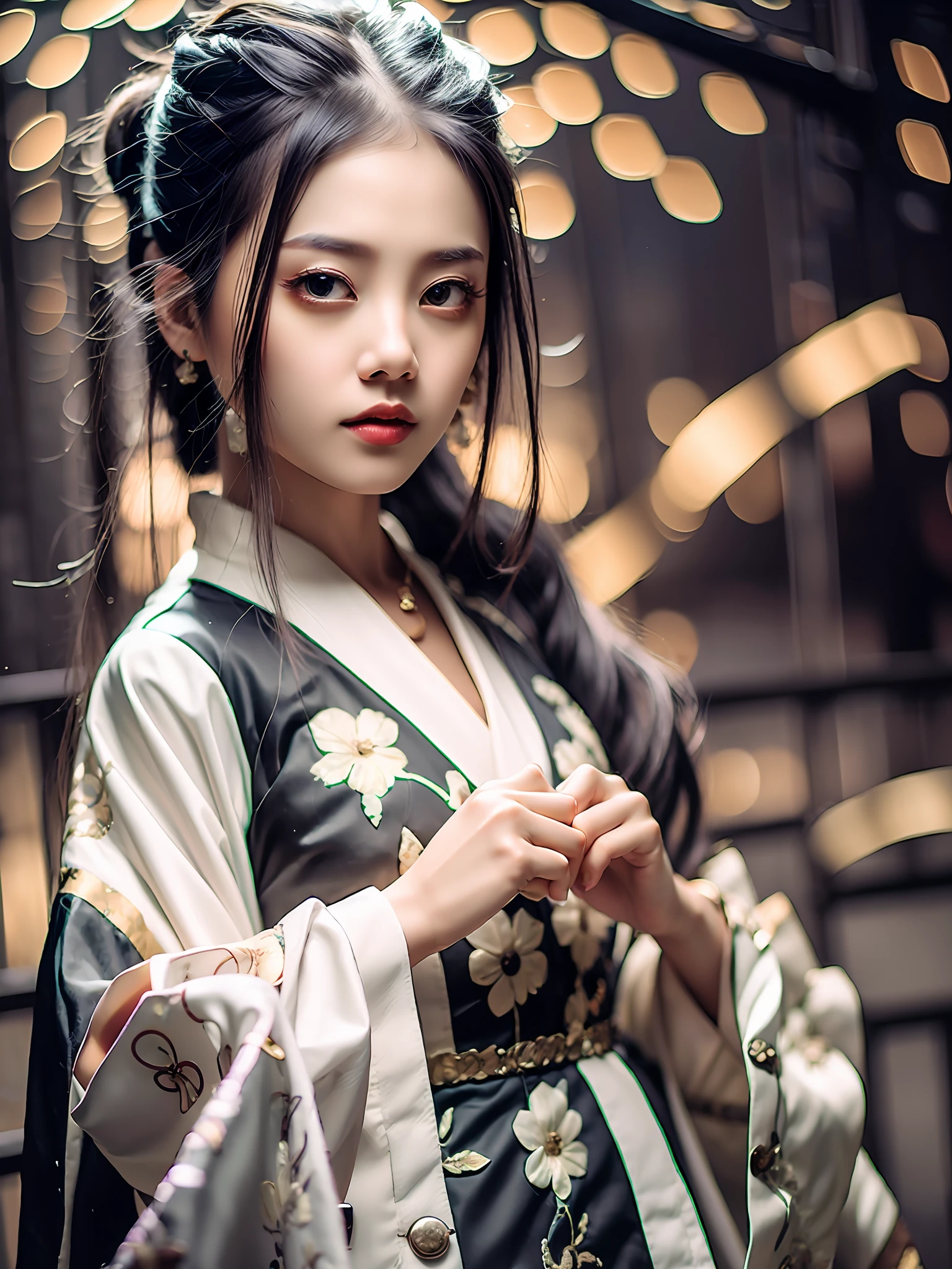 Best quality, masterpiece, high resolution, bust photo, wuxia 1girl, hanfu, prettiest hair, prettiest eyes, prettiest face, outdoor