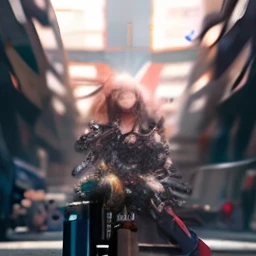 anime girl with futuristic armor and headphones on a motorcycle, cyberpunk anime girl mech, girl in mecha cyber armor, female cyberpunk anime girl, sitting on cyberpunk motorbike, cyberpunk anime girl, oppai cyberpunk, mechanized valkyrie girl, cyberpunk photo, cyberpunk angry gorgeous goddess, anime cyberpunk, cute cyborg girl, cyborg girl, in cyberpunk city, beutiful girl cyborg
