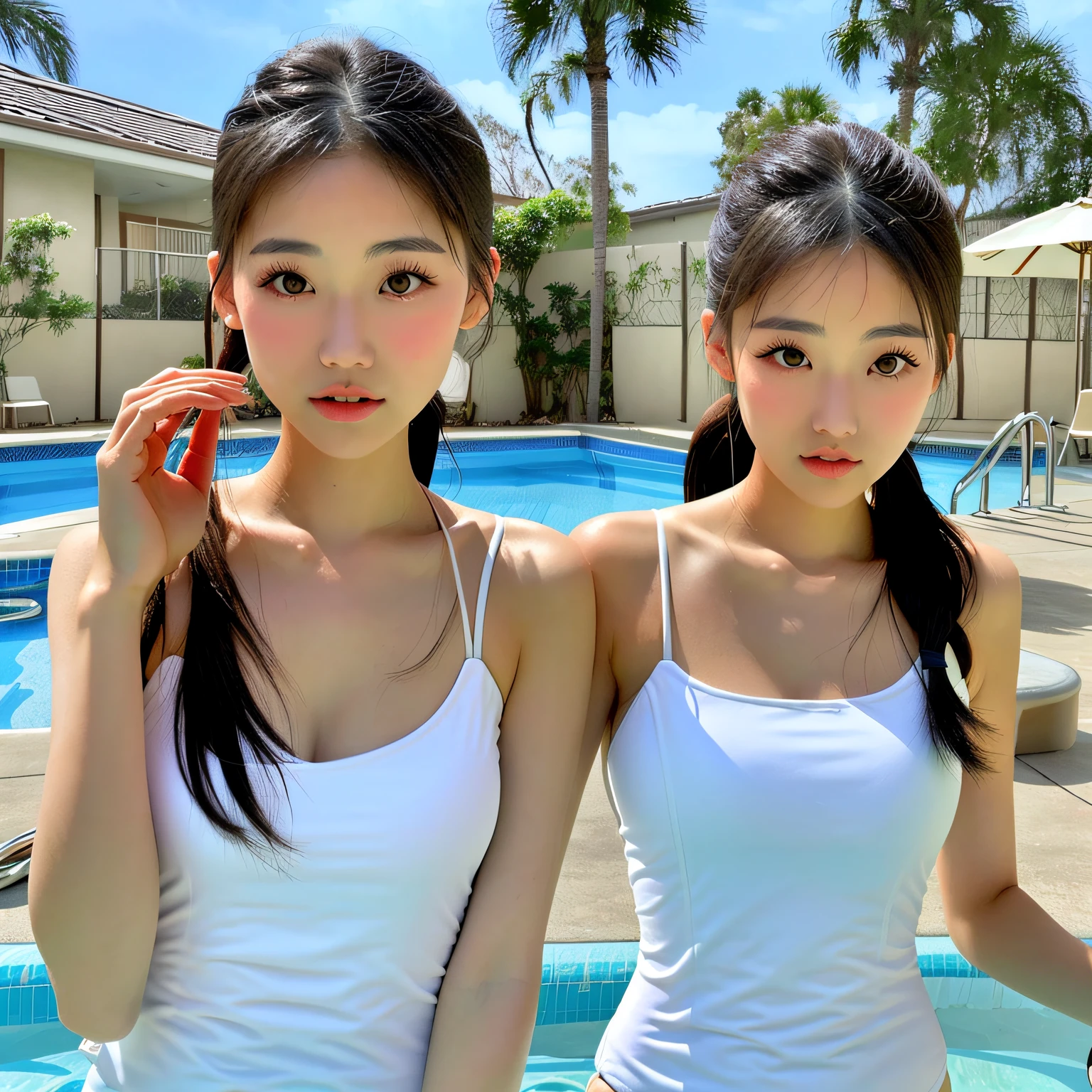 (Best Quality: 1.5), (Masterpiece: 1.5), (High Resolution: 1.5), (RAW Photo: 1.5), Realistic, Photorealistic, High Detail, Film Grain, Detail Skin, Natural Light, Symmetrical, 8K, Very Delicate and Beautiful Illustration 1 girl, random hairstyle, slim legs, delicate and cute, perfect face, beautiful eyes, fair skin, Real Human Skin, Pore, (Japan Students: 1.2), One Girl, Solo, Micro Bikini, Beach --auto