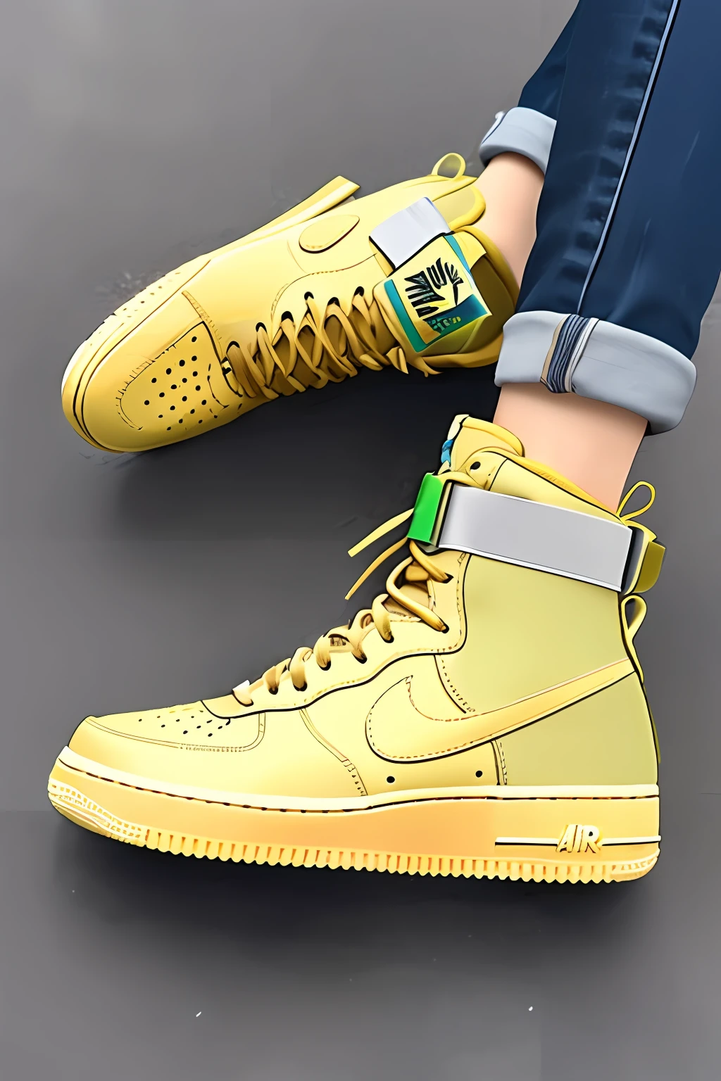 Create a post of a promotion of a nike airforce1 beige and green