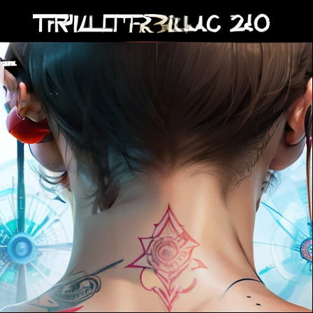 Close-up of the nape of a girl with short brown hair with a small and essential tattoo formed by three segments of a spiral joined in a single point to form a vortex (((Triskell))) --auto