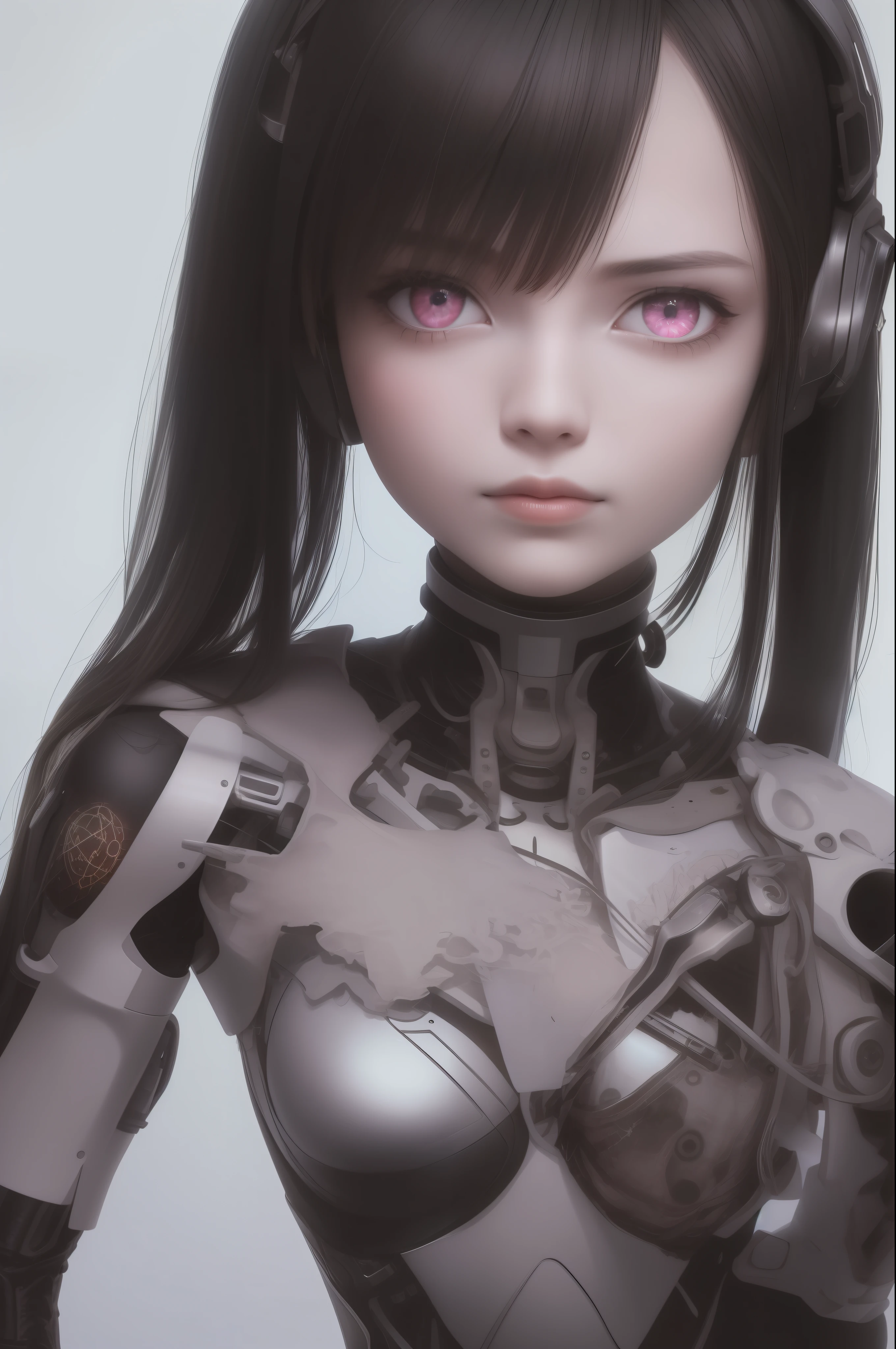 (Raw photo: 1.2), ((Photorealistic: 1.4)) Top quality masterpiece, very delicate and beautiful, highly detailed CG, Unity, 8k wallpaper, amazing, fine detail, masterpiece, highly detailed CG Unity 8k wallpaper, absurd, incredibly absurd, cute, highest quality, masterpiece, ultra high resolution, (photorealistic: 1.4), raw photo, beautiful lake, 12 year old girl, 12 year old girl, black hair, shiny skin, 1 cyborg girl, (ultra-realistic details)), portrait, global illumination, shadows, octane rendering, 8K, ultra sharp, big, cleavage exposed raw skin, metal, intricate ornament details, headset, hydraulic cylinder, very intricate details, realistic light, CGSoation trend, purple eyes, glowing eyes, facing the camera, neon details, mechanical limbs, blood vessels connected to tubes, mechanical vertebrae attached to the back, mechanical cervical attachment to the neck, sitting, wires and cables connecting to the head, evangelion, cyberpunk, small LED lamp,
