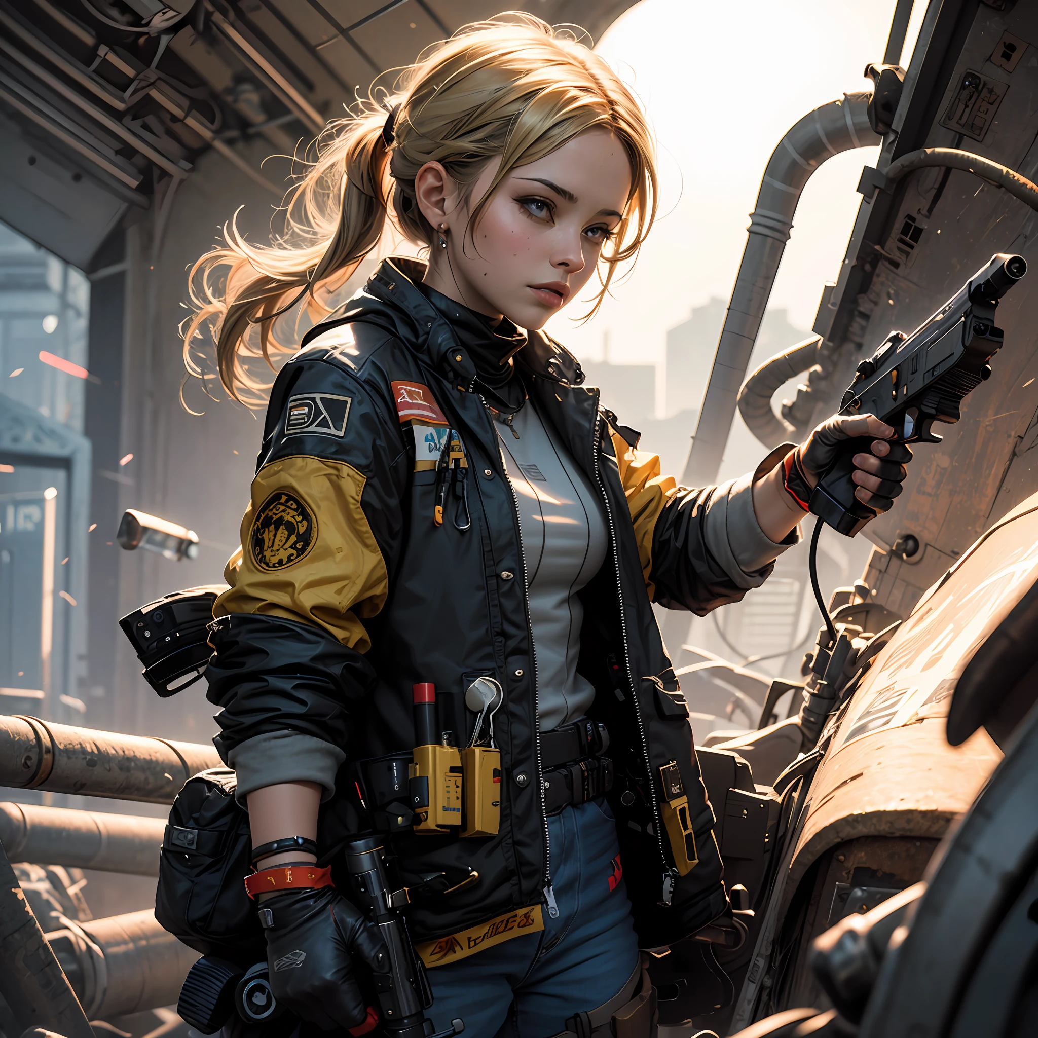 Apex Legends Wattson Electrician Natalie Puckett Blonde Shooter Handgun Torn Scratch Dynamism Cool Beautiful Colors --auto