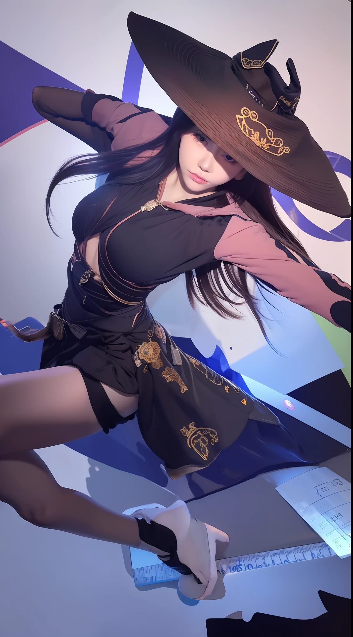 Mobilegends best quality, 1girl,highres, absurdres, full body,(ultra-detailed:1.1025), (illustration:1.1025), (infographic:1.1025), patent drawings, physical measurement, (all clothes configuration:1.1025), stationery, (solo:1.1025),standing, cohesive background, 5 fingers in hands, character sheet,