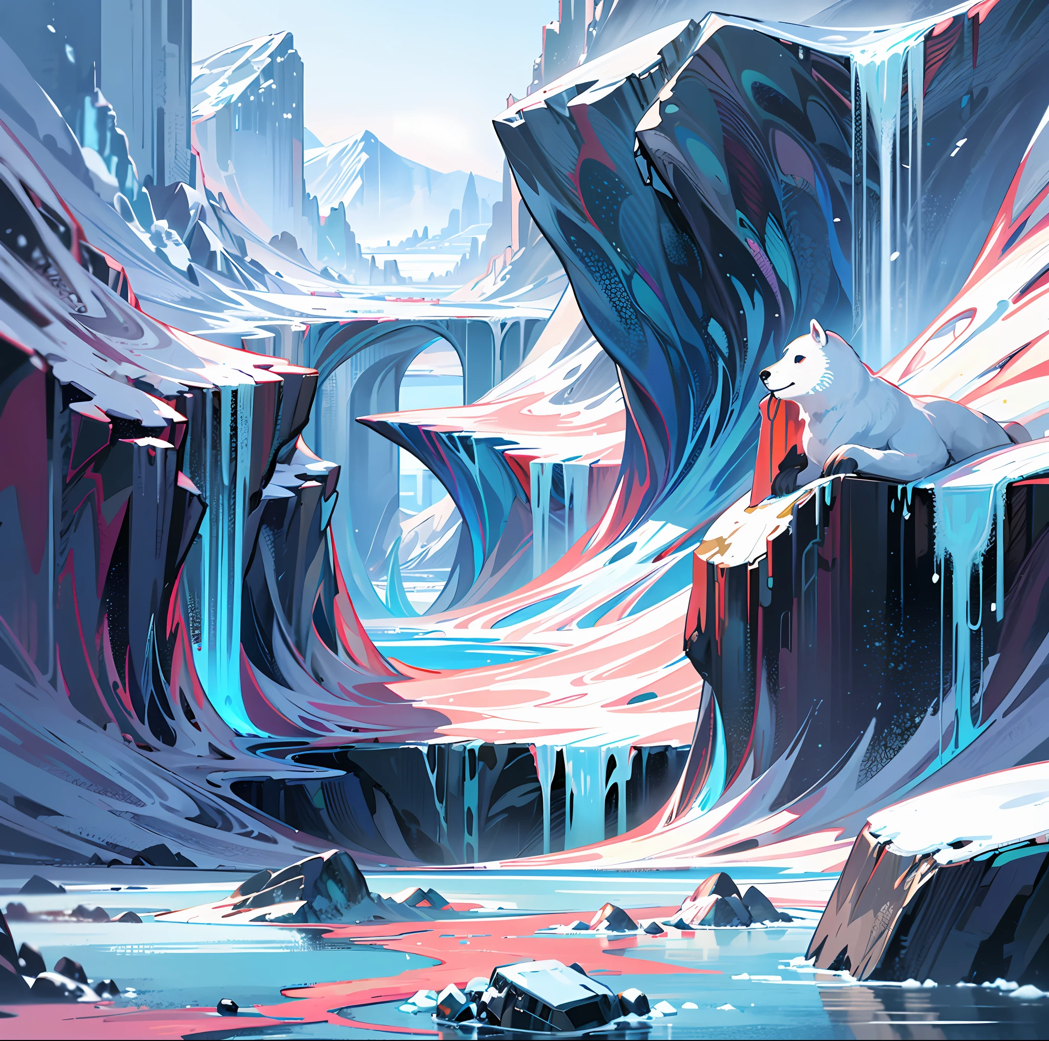 During the Ice Age era, the earth was covered in thick ice and a cold climate enveloped the entire planet. Bleak scenes are everywhere, not a single green land, only desolate ice fields and icebergs.
Cold temperatures make it impossible for most organisms to survive, and only a few species adapted to extreme conditions survive in this world. White snowflakes cover all the landscape, creating a world of purity and silence.
There is very little life on the continent, and only some mammals and birds adapted to the icy environment can survive in such conditions. White polar bears roam the ice fields in search of rare food. Their skin and thick layer of fat help them withstand the cold and survive.
Glaciers and icebergs formed spectacular landscapes during this era. Huge blocks of ice move slowly, scraping the surface, creating deep valleys and fjords. Icy water flows through the glacier, creating spectacular waterfalls and lakes.
In this bleak world, the human presence is almost negligible. They can only survive on primitive tools and techniques, searching for scarce food and water. They live in humble caves, keeping themselves away from the cold wind and snow.