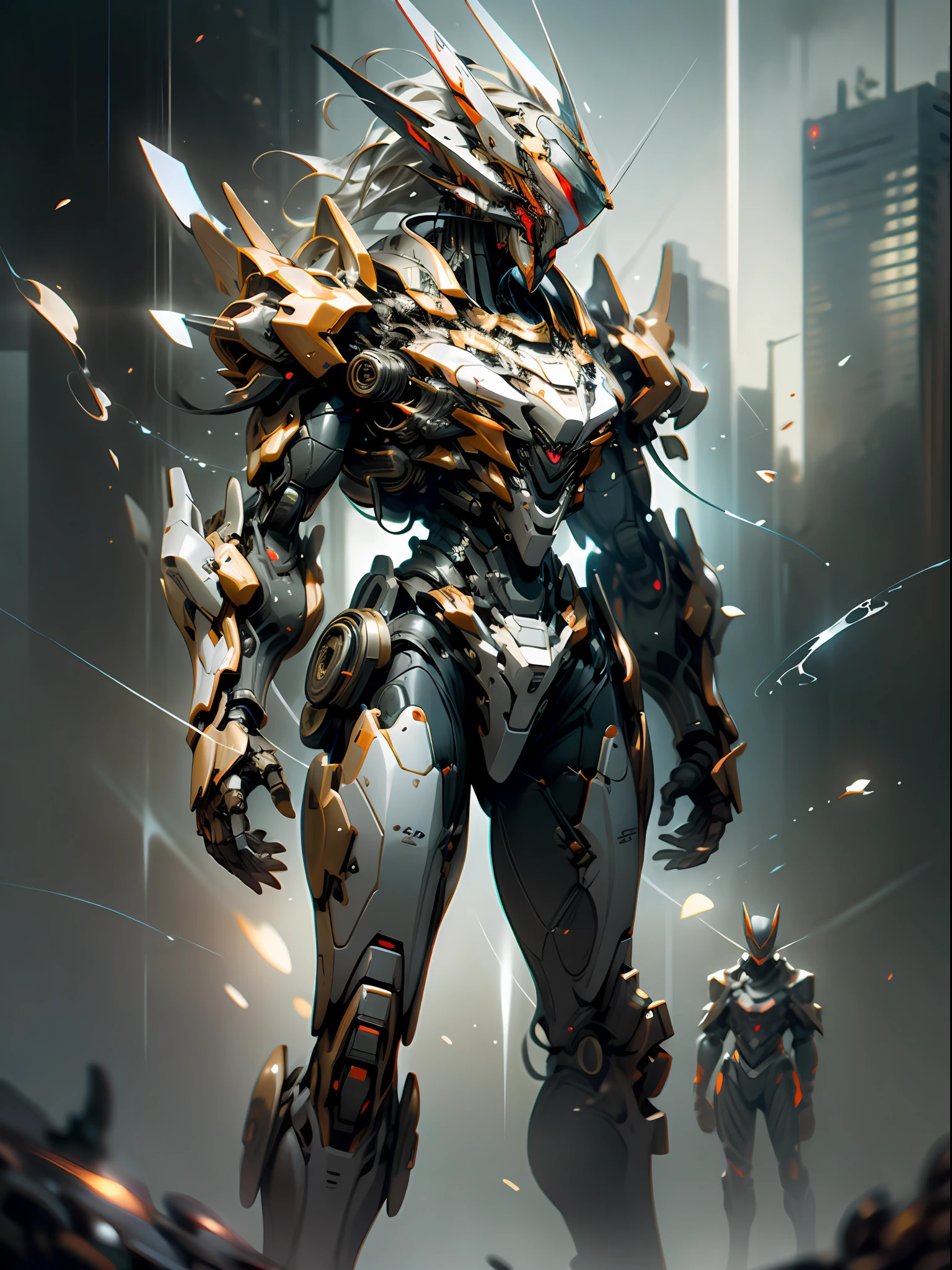 Masterpiece, Best Quality, High Quality, (Futurism: 1.1), Red Ghost Hunter, Male, Lightning Surrounding, Lightning, Swords Scattered Aside, (Cyberpunk Costume), Cinematic Lighting, (Exquisite Futuristic), Cool, Ultra Detailed, Great Composition, Floating, Depth of Field, (Very Detailed CG, Unity 8k Wallpaper), (Beautiful Detail Background), Beautiful Hair Detail, Dramatic Lighting, GOGETTA, Mecha, Best Quality, Ultra High Resolution, Photorealistic Real