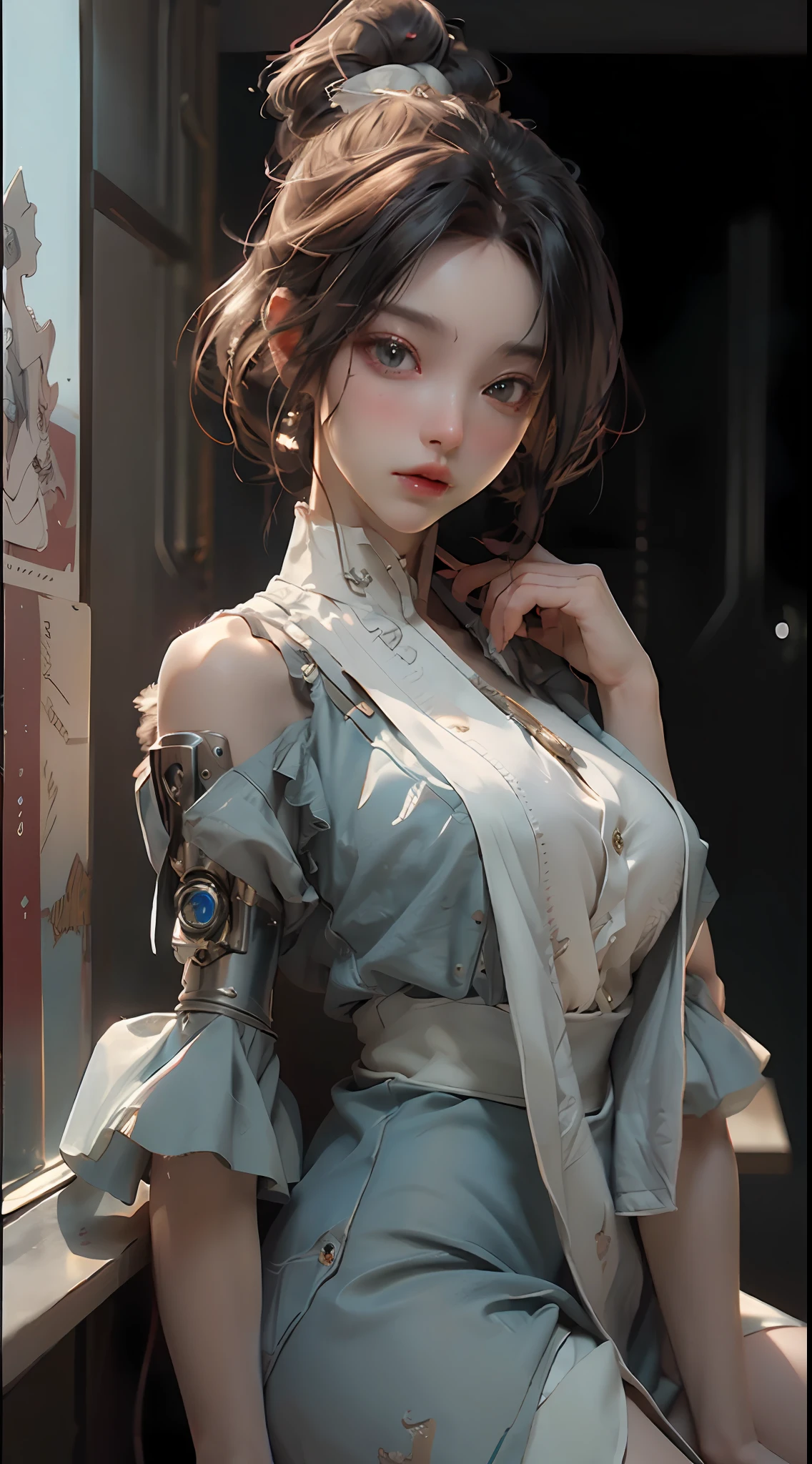 ((Best quality)), ((masterpiece)), (detailed:1.4), 3D, an image of a beautiful cyberpunk female,HDR (High Dynamic Range),Ray Tracing,NVIDIA RTX,Super-Resolution,Unreal 5,Subsurface scattering,PBR Texturing,Post-processing,Anisotropic Filtering,Depth-of-field,Maximum clarity and sharpness,Multi-layered textures,Albedo and Specular maps,Surface shading,Accurate simulation of light-material interaction,Perfect proportions,Octane Render,Two-tone lighting,Wide aperture,Low ISO,White balance,Rule of thirds,8K RAW,