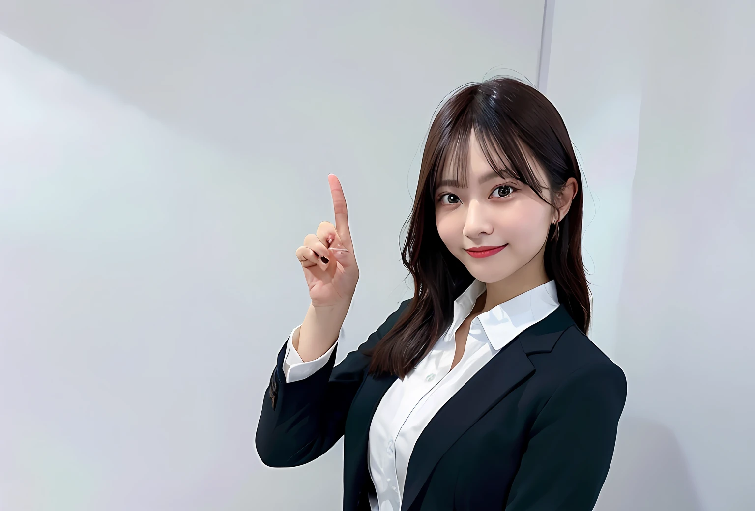 index finger can see inside, white background, white background, background is solid white, Alafed Asian businesswoman pointing upwards with index finger, index finger, young businessman, girl in suit, various poses, girl in suit, clear background, bright professional photo, business woman, full device, reluvy5213, 30 year old woman