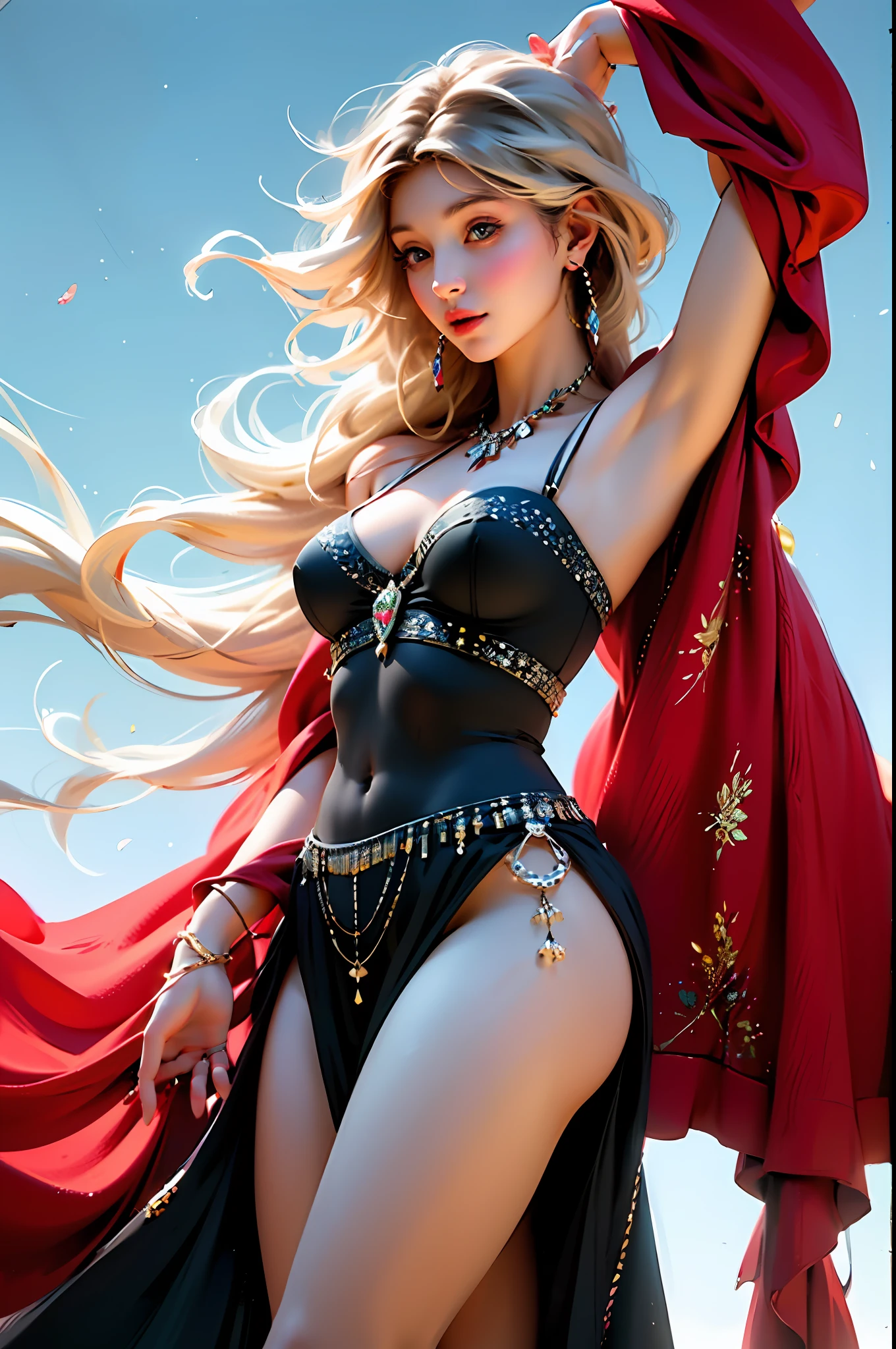 masterpiece, (best quality: 1.3),
1girl, exotic_dance, (solo: 1.3), blonde hair, bangs, blue eyes, thick legs, thin abdomen, intermediate body, legs on display