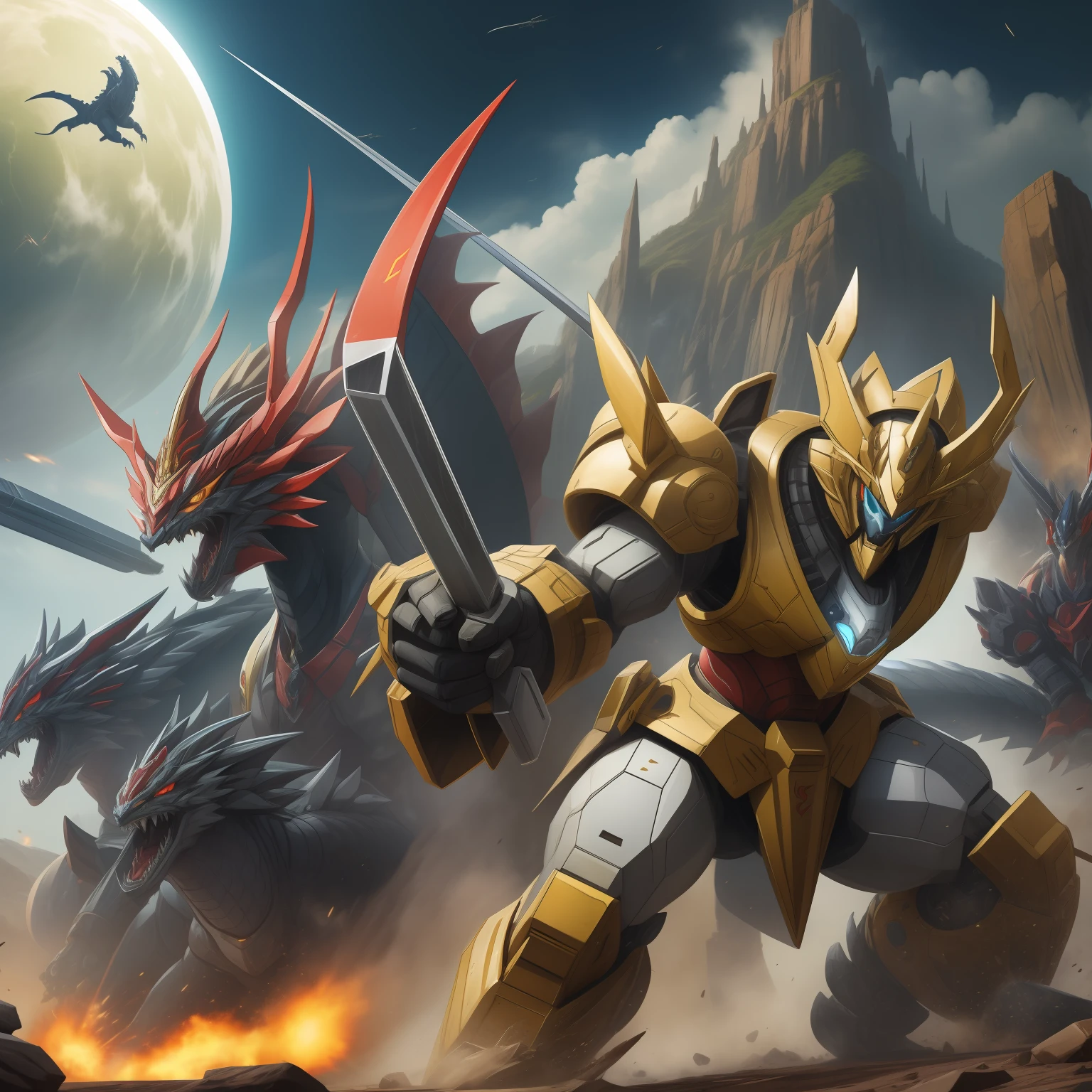 Zulong Mecha is a fictional mecha character that often appears in science fiction works. The ancestral dragon is regarded in many cultures as the founder and supreme form of the dragon, symbolizing strength, wisdom, and domination. Therefore, ancestral dragon mechs are usually designed to have great strength and intelligence, and are capable of dominating the battlefield. Zulong mechs usually have a large size and strong muscle structure, which can easily withstand various attacks and cause great damage to enemies. It is also equipped with a variety of powerful weapon systems such as greatswords, rocket launchers, and energy cannons for long-range and melee attacks on enemies. In addition, the Zulong mech is highly intelligent and strategic, and can analyze the battlefield situation through algorithms and calculations and make the best battle decisions. It can use radar systems and sensors to track the location of enemies and protect itself by predicting and avoiding enemy attacks. In the storyline, the ancestral dragon mech is often used to fight powerful enemies or perform critical missions. Its great strength and intelligence make it the last line of defense of the protagonist, capable of saving the situation and protecting the safety of humanity at critical moments.