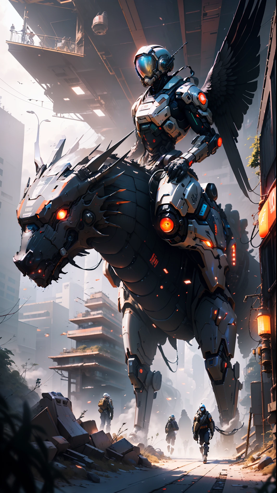 ((Best quality)), ((masterpiece)), (highly detailed:1.3), In a sprawling cyberpunk metropolis, dominated by towering skyscrapers and neon-lit alleys, a dystopian mega corporation known as OmniCorp reigns supreme. OmniCorp, driven by insatiable greed and power, has ventured beyond Earth's boundaries to exploit the vast resources of near-earth objects (NEOs) in a relentless pursuit of profit.Set in a gritty future, where the line between humanity and technology blurs, your images will depict the dark and ruthless world of NEO asteroid mining. Explore the juxtaposition of high-tech machinery, advanced robotics, and human labor as they collaborate to extract precious minerals and resources from the cold depths of space.Capture the scenes of colossal mining rigs, suspended in zero-gravity, relentlessly drilling into massive NEOs, their mechanical arms piercing through the rocky exterior. Show the workers, adorned in cybernetic suits, braving the harsh conditions of space to harvest the valuable ores, their faces obscured by gas masks and reflective visors.Amidst the cold and desolate asteroids, reveal the towering presence of the OmniCorp headquarters—a monolithic structure that casts a shadow over the workers below. Showcase the opulent offices and boardrooms, where executives make decisions that shape the destiny of both the company and the exploited masses.But beneath the shiny veneer of corporate power, unveil the simmering rebellion of the oppressed. Depict the clandestine activities of underground resistance movements, fighting against OmniCorp's iron grip on society. Show their covert operations, hacking into the corporation's networks, and plotting to expose its dark secrets.Incorporate elements of advanced technology, cybernetic enhancements, holographic displays, and augmented reality overlays to accentuate the cyberpunk atmosphere. Explore the contrast between the bleak and polluted cityscape and the infinite expanse of space, emphasizing the impact of humanit