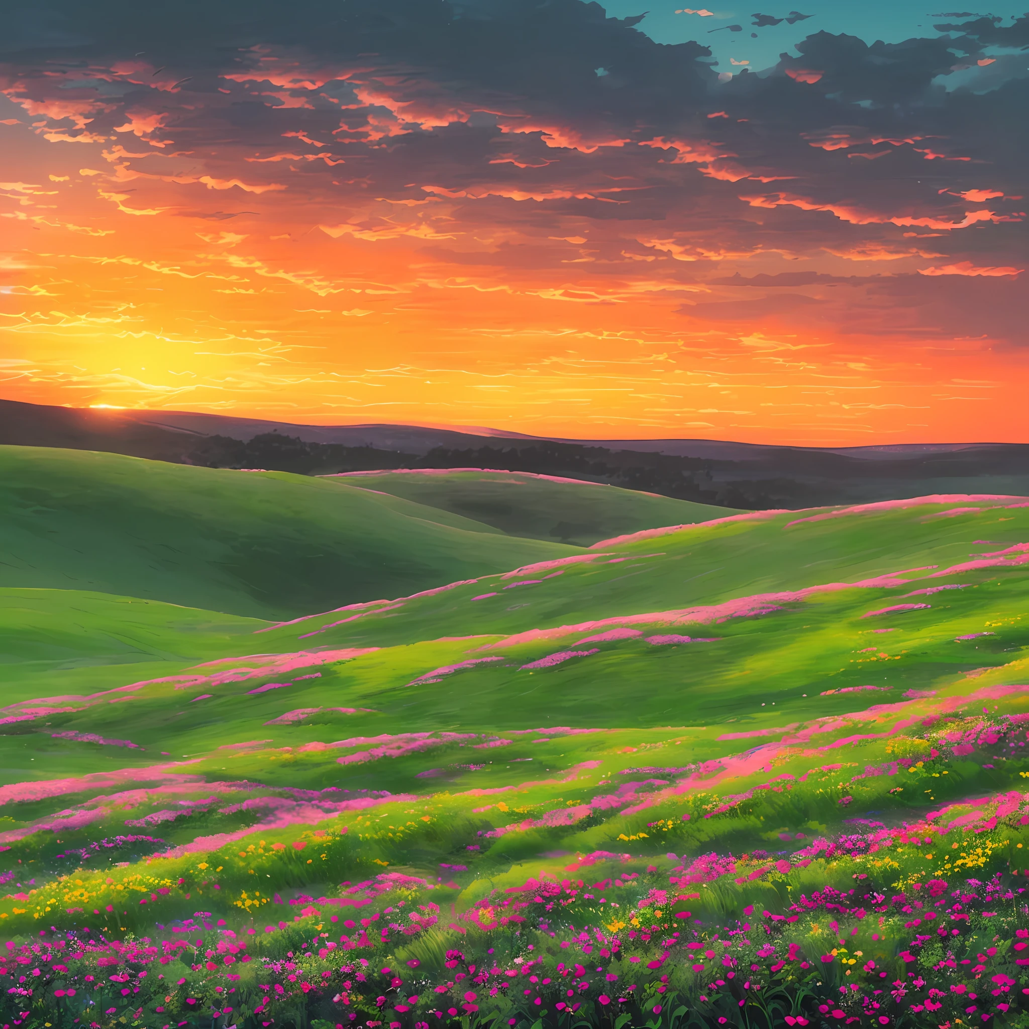 Sky Sunset Orange Meadow Happy Nostalgic --auto