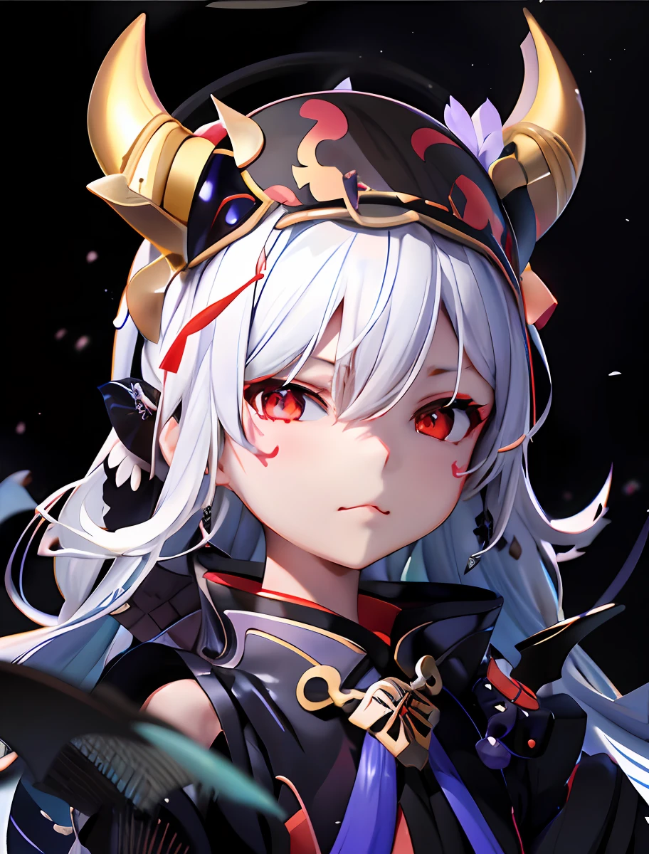 Anime girl with horns and crown on head, Onmyoji portrait, Onmyoji, Discord profile picture, Demon anime girl, Mika Kurai demon, White horn queen demon, Demon girl, Genshin, Guwiz on pixiv art station, trend on art station pixiv, in hell, back demon wings, hell magma, cute demon tail, bikini