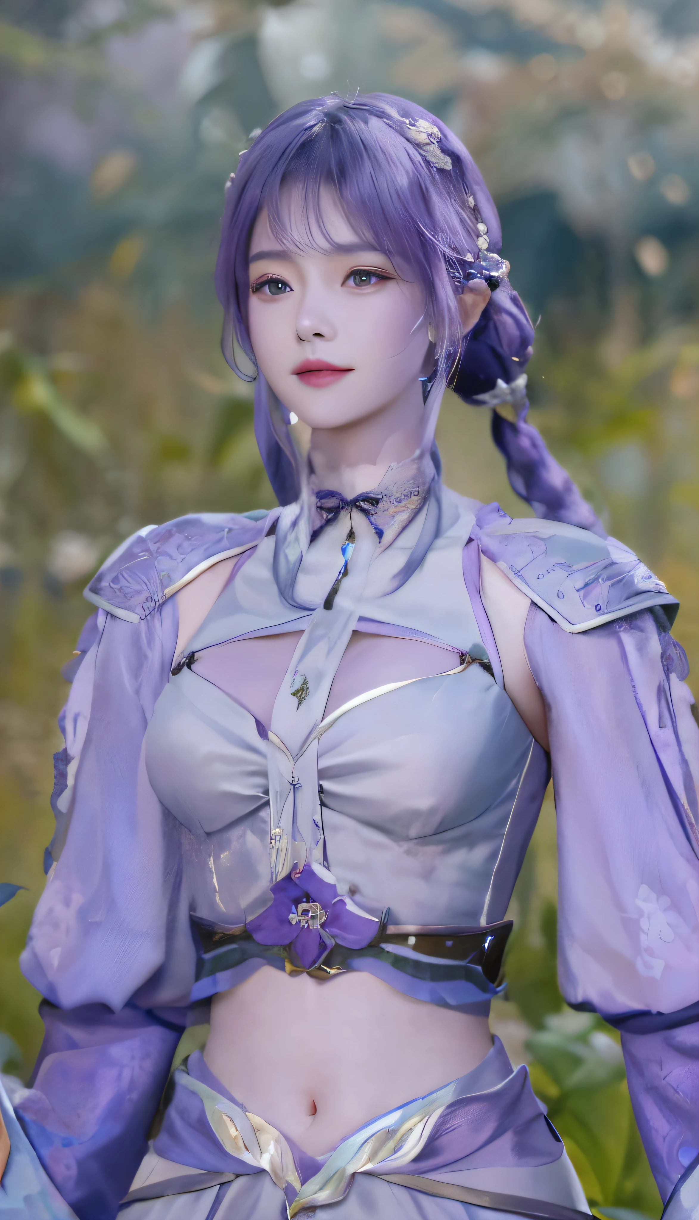 A close-up of a person in purple costume and purple hair, seductive princess knight, beautiful woman with violet skin, giggling character, ultra-detailed fantasy character, Yunling, full body fairy, Hirase Jinyao, beautiful and elegant queen, portrait of the queen, beautiful woman with gorgeous robes,