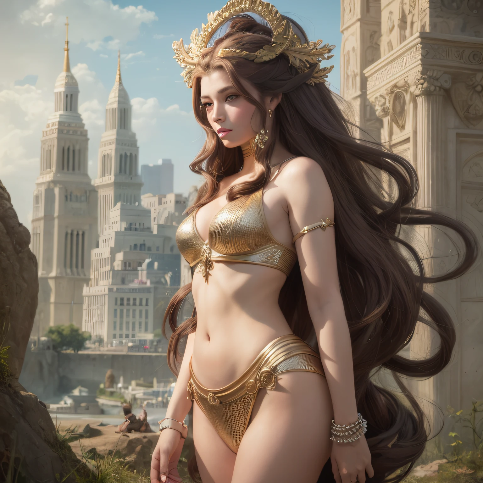 Goddess Medusa on Olympus. Digital painting, artstation, concept art, soft focus, sharp, illustration.
