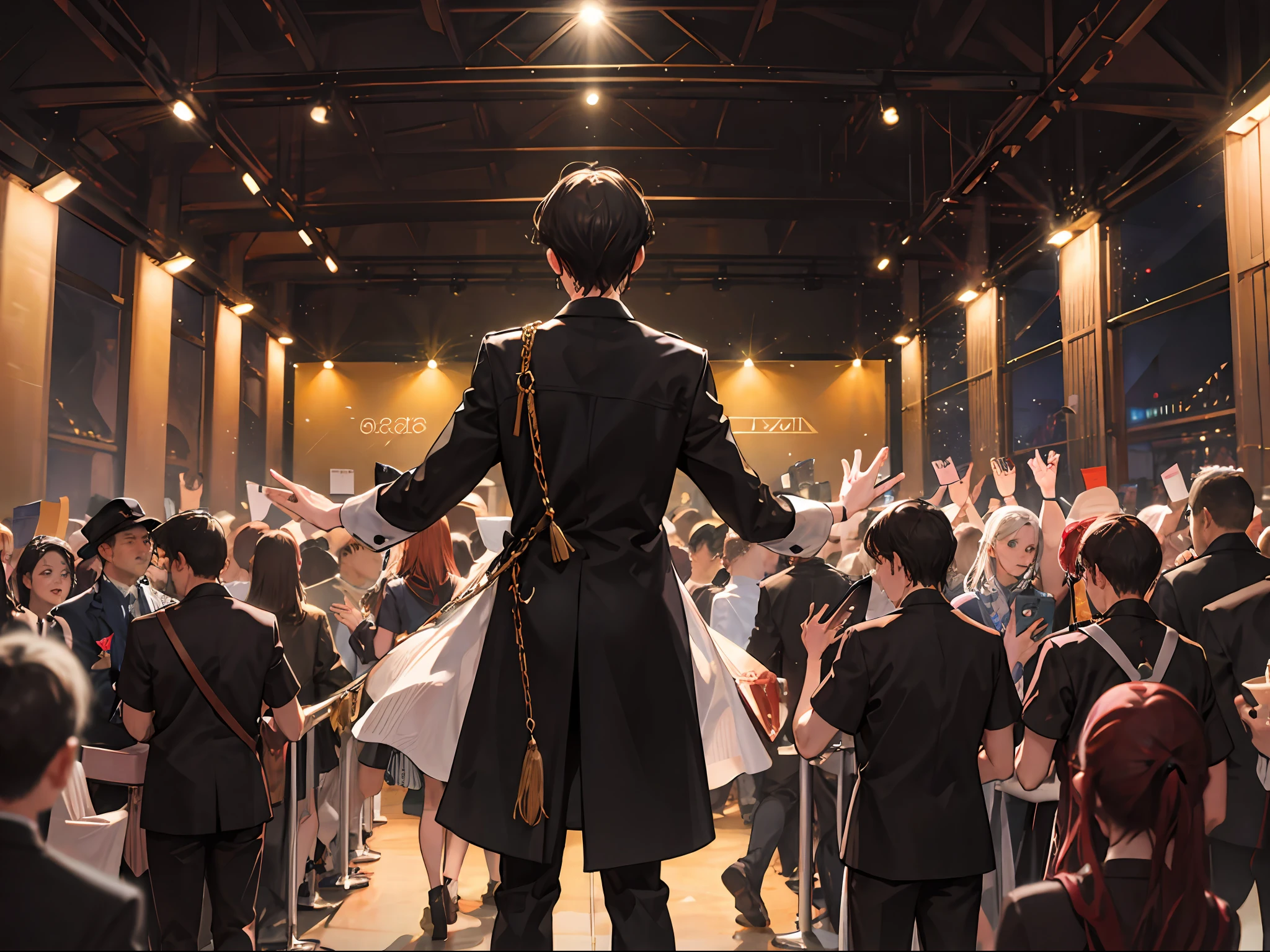 A man, a stage, a crowd