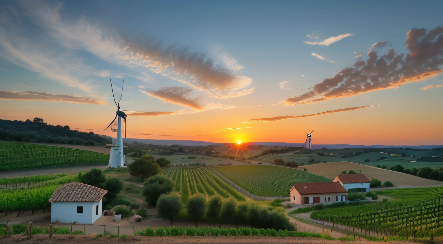 Sunset in vineyard with house and winding road, shutterstock, Windmills in Andalusia hills, high quality image ", Matt Cavotta, Jürgen von Hündeberg, Sebastian Splengu, Matthias Weischer, Sunset glow, sunset panorama, summer sunset, summer sunset, Francesco Raibolini, by Carlo Martini, sunset view, Karl Hofer, Overs Watching Sunset, Amazing Details, 32K