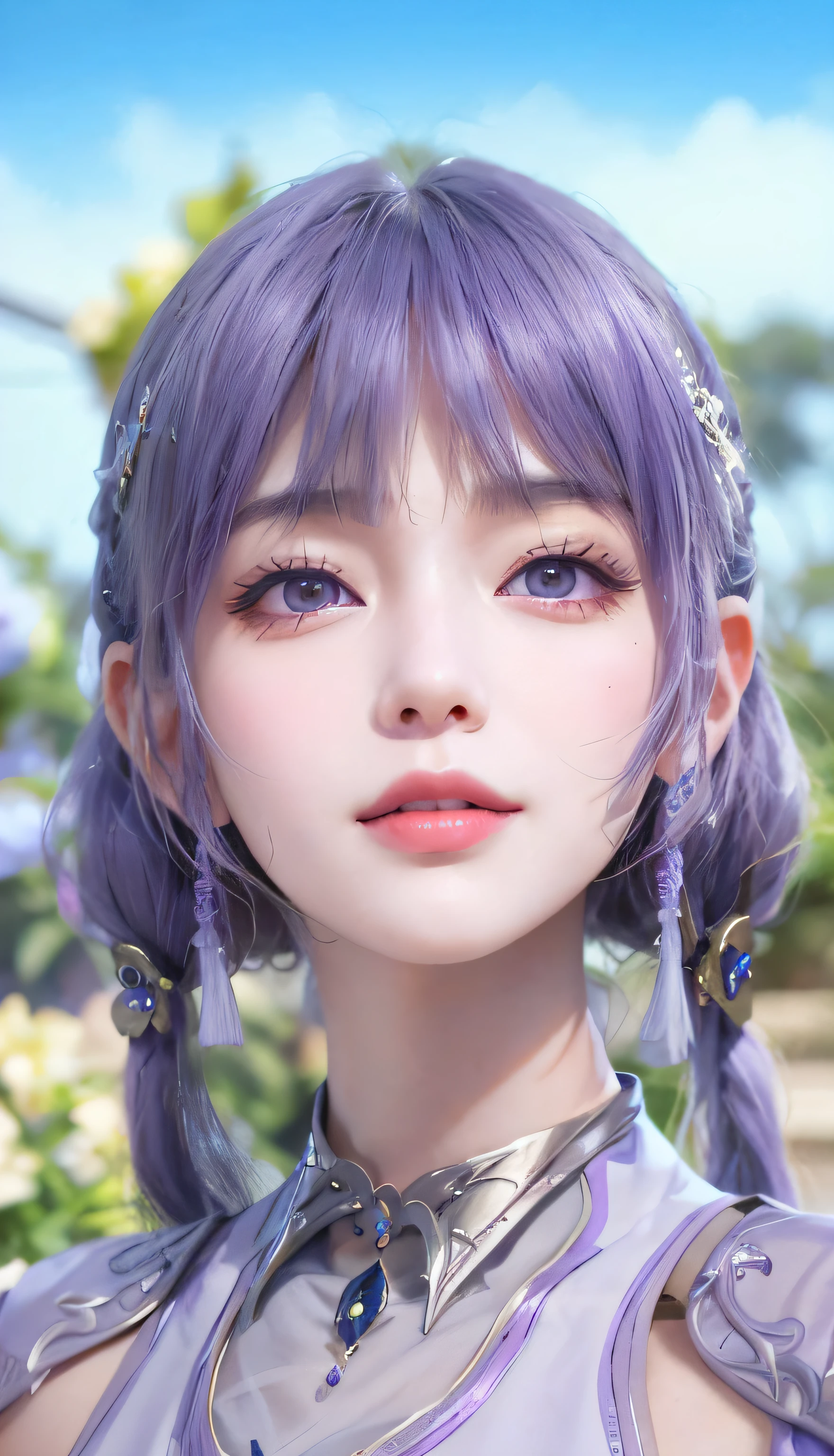 A close-up of a person in purple costume and purple hair, seductive princess knight, beautiful woman with violet skin, giggling character, ultra-detailed fantasy character, Yunling, full body fairy, Hirase Jinyao, beautiful and elegant queen, portrait of the queen, beautiful woman with gorgeous robes,