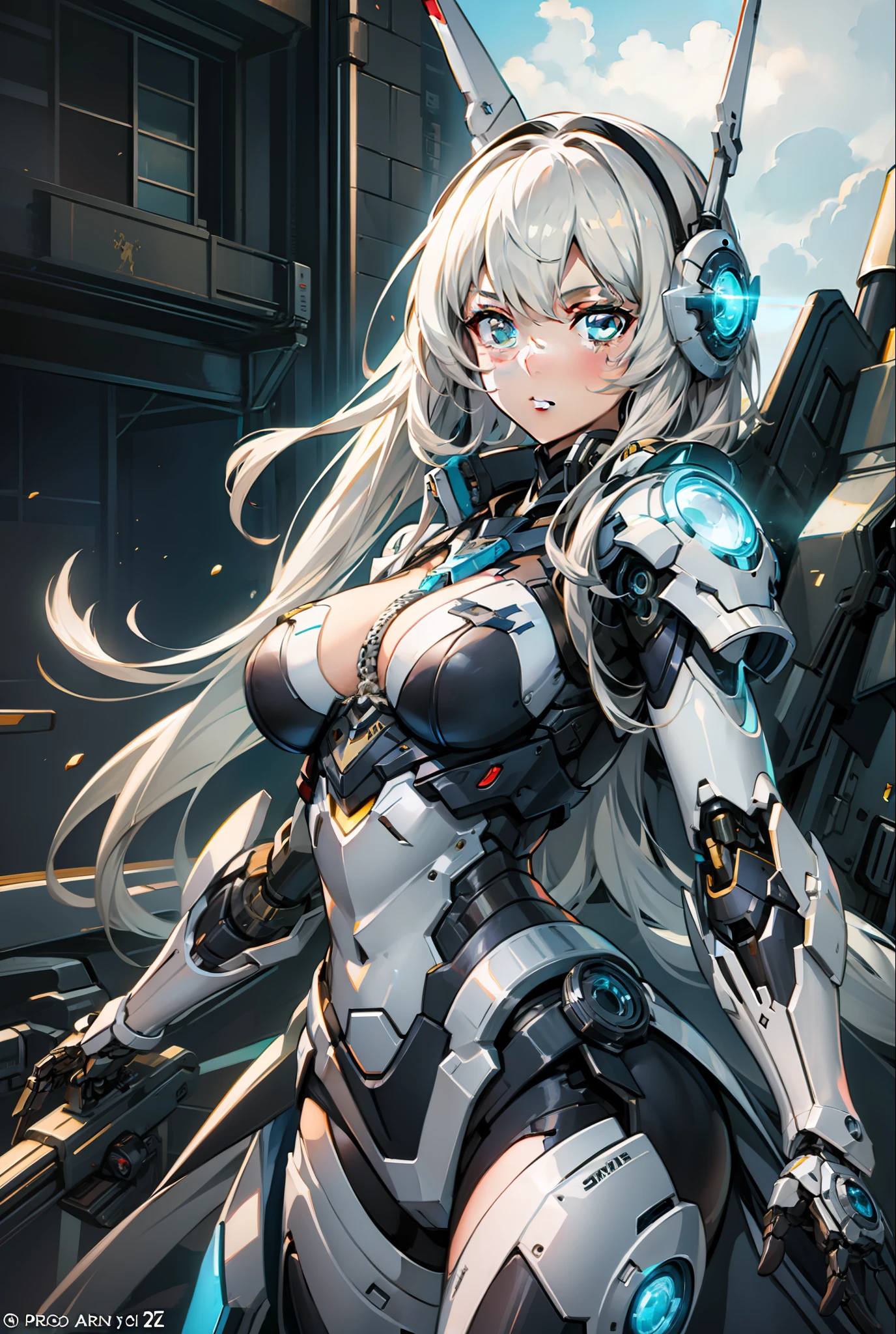 a close up of a woman in a costume with guns, mechanized valkyrie girl, azur lane style, anime goddess, from the azur lane videogame, armor girl, cushart krenz key art feminine, trending on artstation pixiv, detailed anime artwork, cool mecha style, anime robotic mixed with organic, anime manga robot!! anime girl
