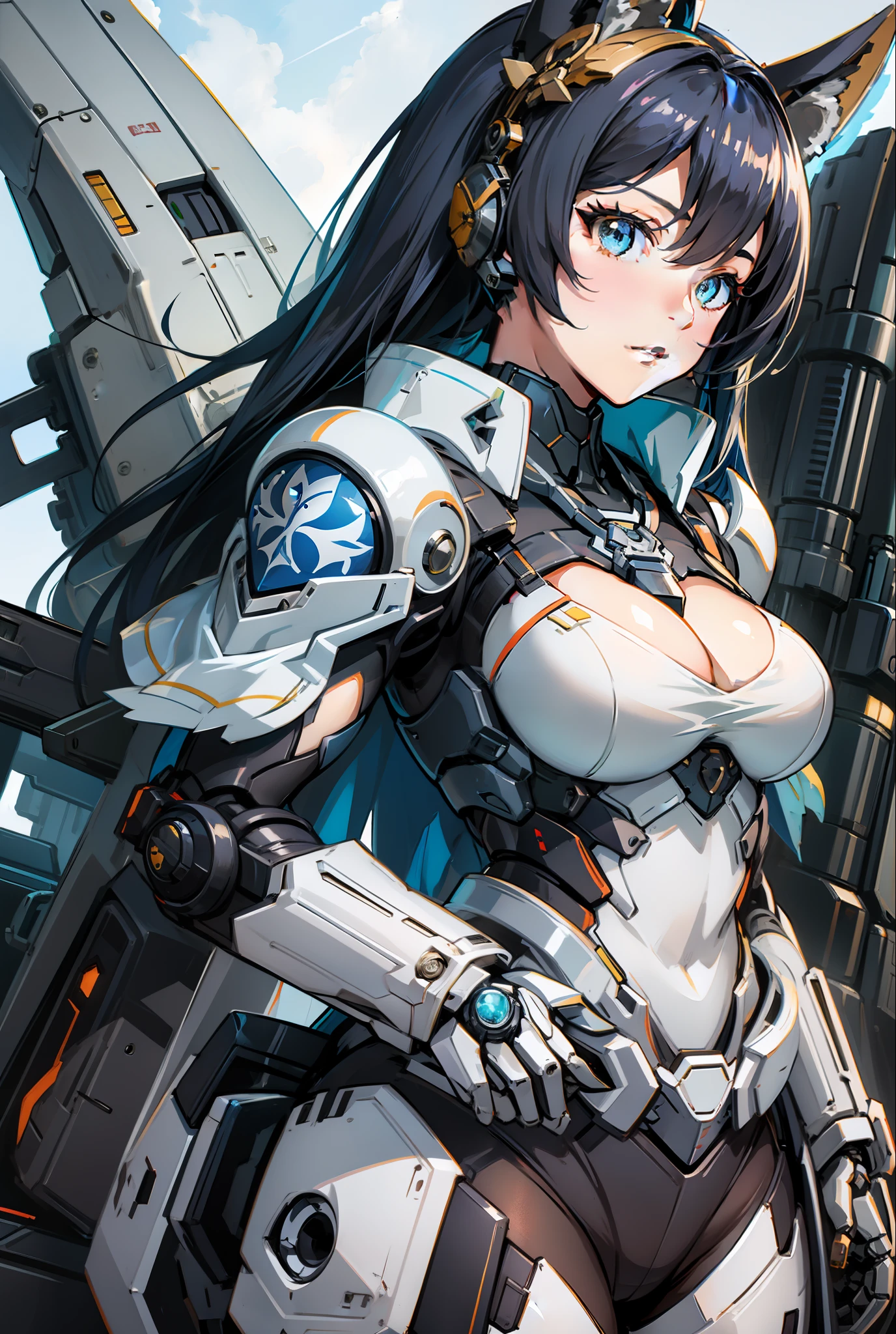a close up of a woman in a costume with guns, mechanized valkyrie girl, azur lane style, anime goddess, from the azur lane videogame, armor girl, cushart krenz key art feminine, trending on artstation pixiv, detailed anime artwork, cool mecha style, anime robotic mixed with organic, anime manga robot!! anime girl