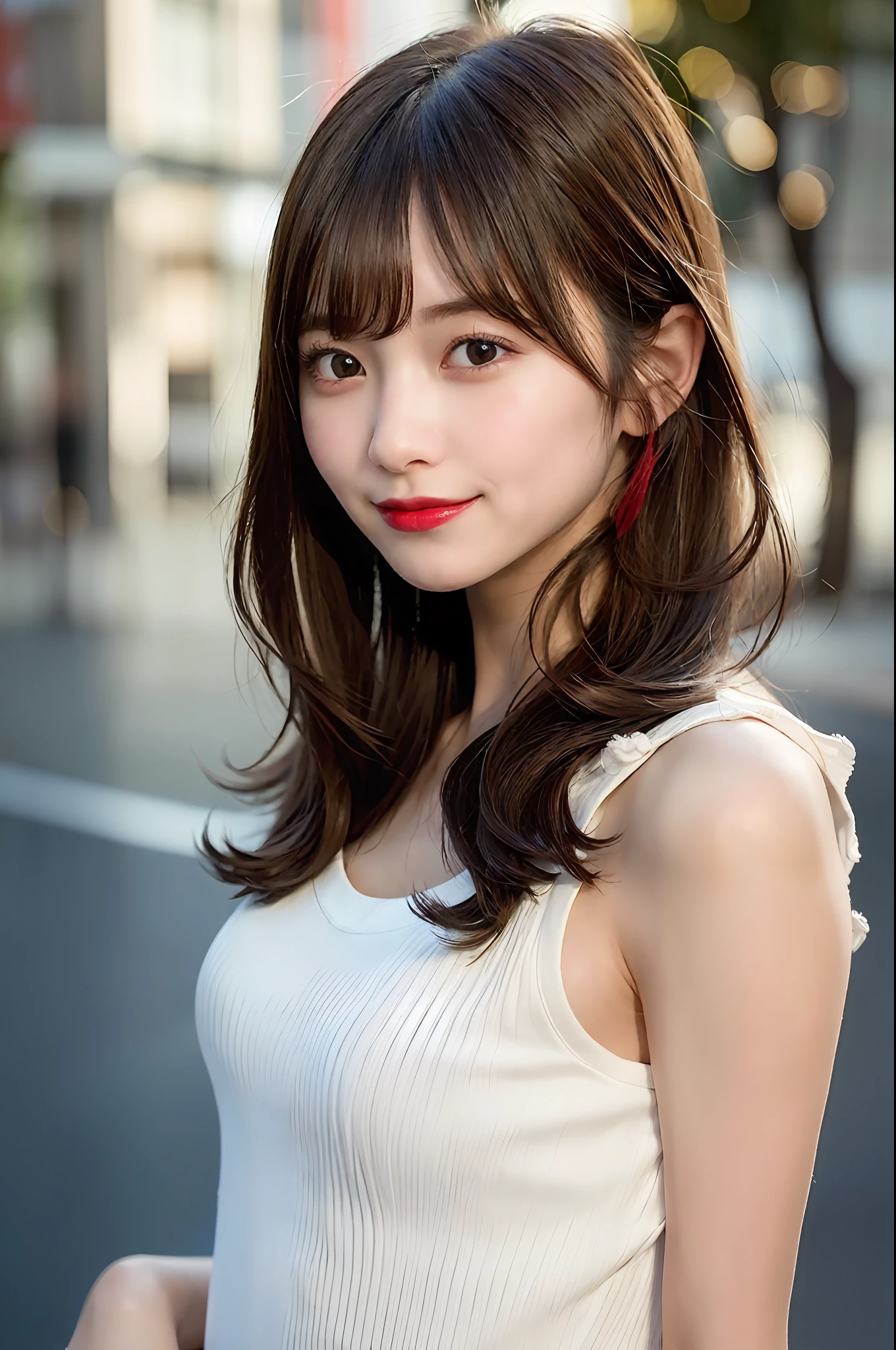 (8K, Best Quality, Masterpiece: 1.2), (Realistic, Photorealistic: 1.37), Super Detail, 1 Girl, Pretty, Solo, (Red Nose), (Smile: 1.15), (Mouth Closed) ) small breasts, beautiful eyes, (long hair: 1.2), floating hair Novafrog style, upper body
