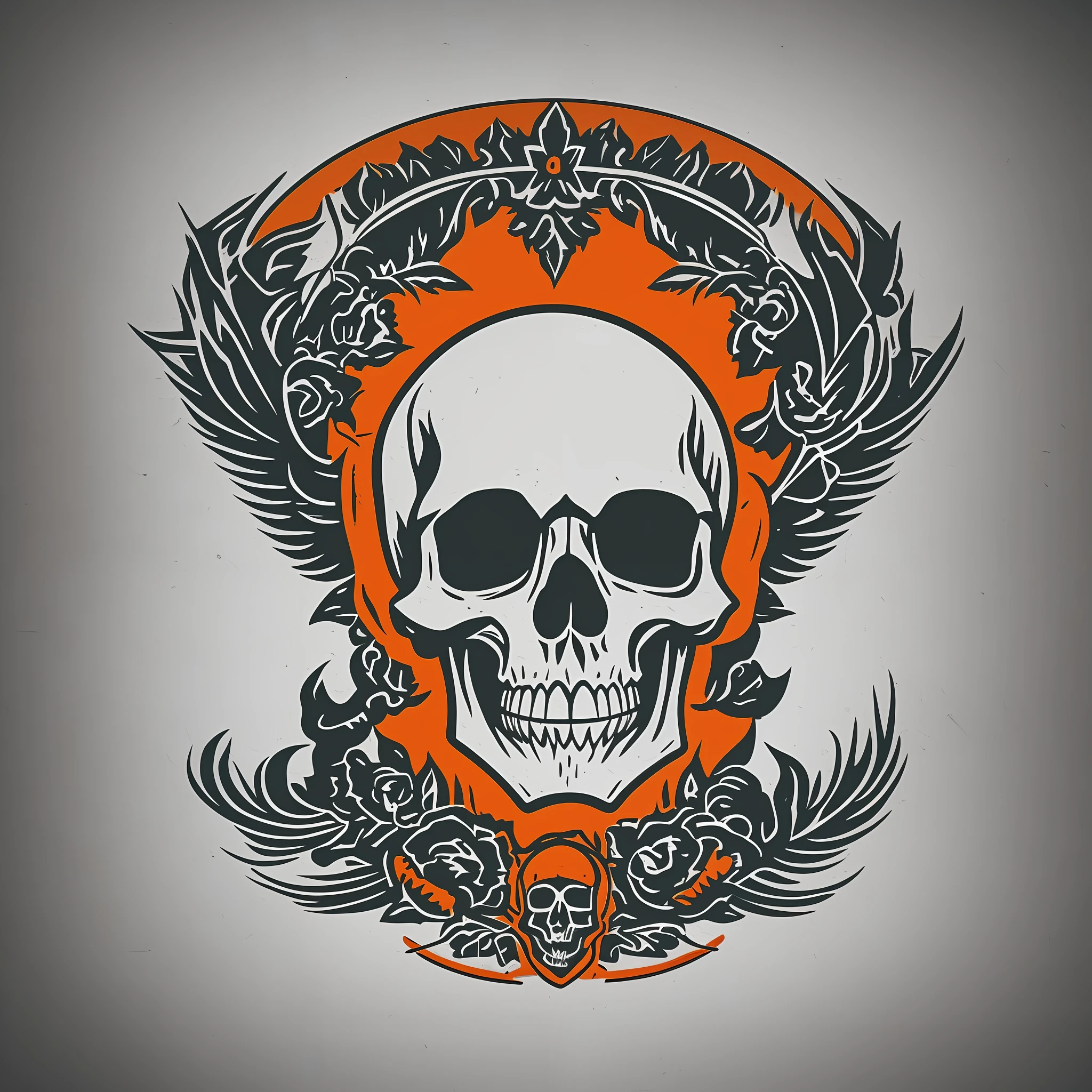 logo, vector, logo design, vector, simple, flat, icon, minimalism, white background, A skull with Neon Colors in the Vintage style. --auto --s2