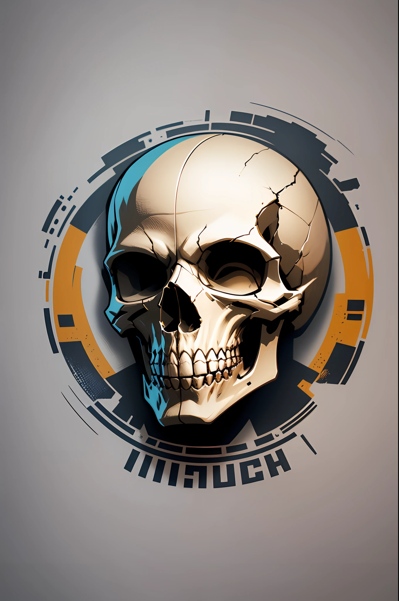 logo, vector, logo design, vector, simple, flat, icon, minimalism, white background, A skull with Metallic Colors in the Steampunk style. --auto --s2