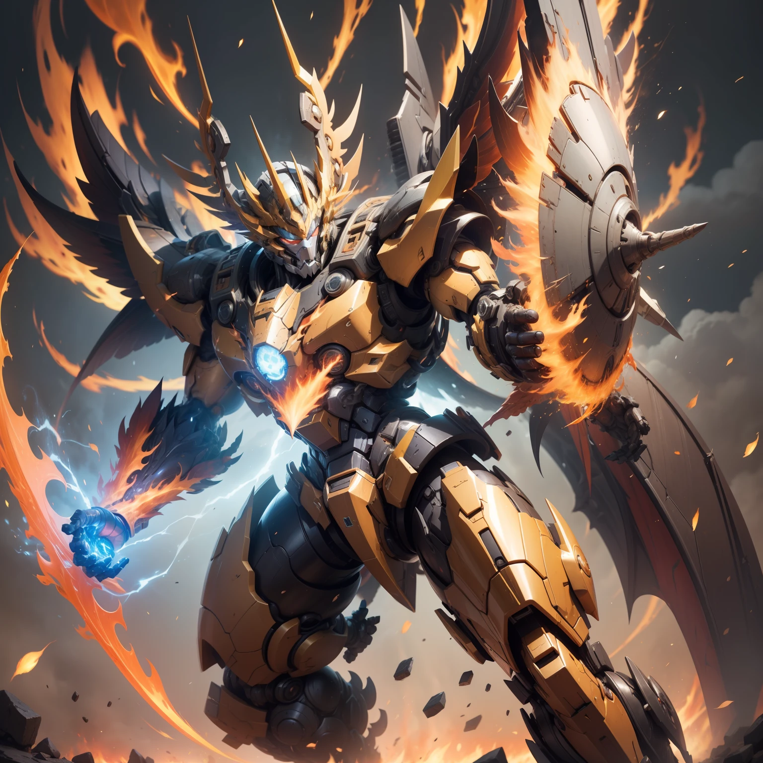 Zuhuang Mecha is a fictional mecha character that often appears in science fiction works. The ancestral phoenix combines elements of the mythical phoenix and dragon, symbolizing strength, fire, regeneration, and absolute domination. For this reason, ancestral phoenix mechs are usually designed as mechs with powerful flame abilities, regeneration abilities, and dominance.

Ancestral Phoenix mechs usually have a beautiful phoenix shape and dragon-like body structure, as well as powerful flame breath and flame shield abilities. It can blast out fiery flames that burn enemies to ashes and use its Flame Shield to fend off enemy attacks.

In addition, the ancestral phoenix mech also has a powerful regeneration ability, which can quickly heal itself and recover damage, making it able to continue fighting in battle and is not easy to defeat. It can accelerate self-healing by releasing flame energy, while harnessing its regenerative power to restore broken parts of the body.

In the storyline, the ancestral phoenix mech is often used to fight evil forces or carry out important missions. Its powerful flame abilities and regeneration abilities make it a ruler on the battlefield, capable of destroying enemies, protecting companions, and ensuring successful completion of missions.