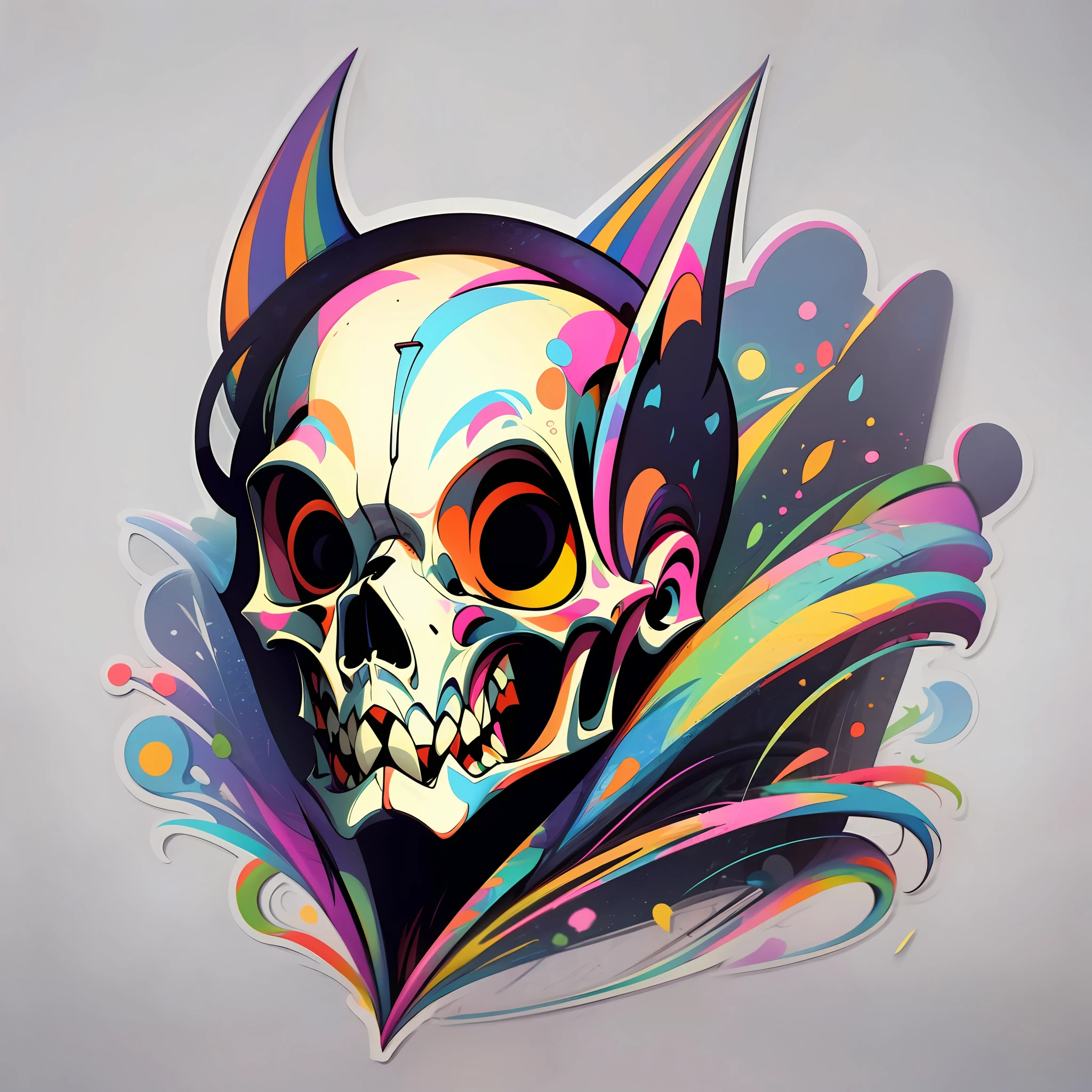 logo, vector, logo design, vector, simple, flat, icon, minimalism, white background, A skull with Vibrant Colors in the Pop Art style. --auto --s2