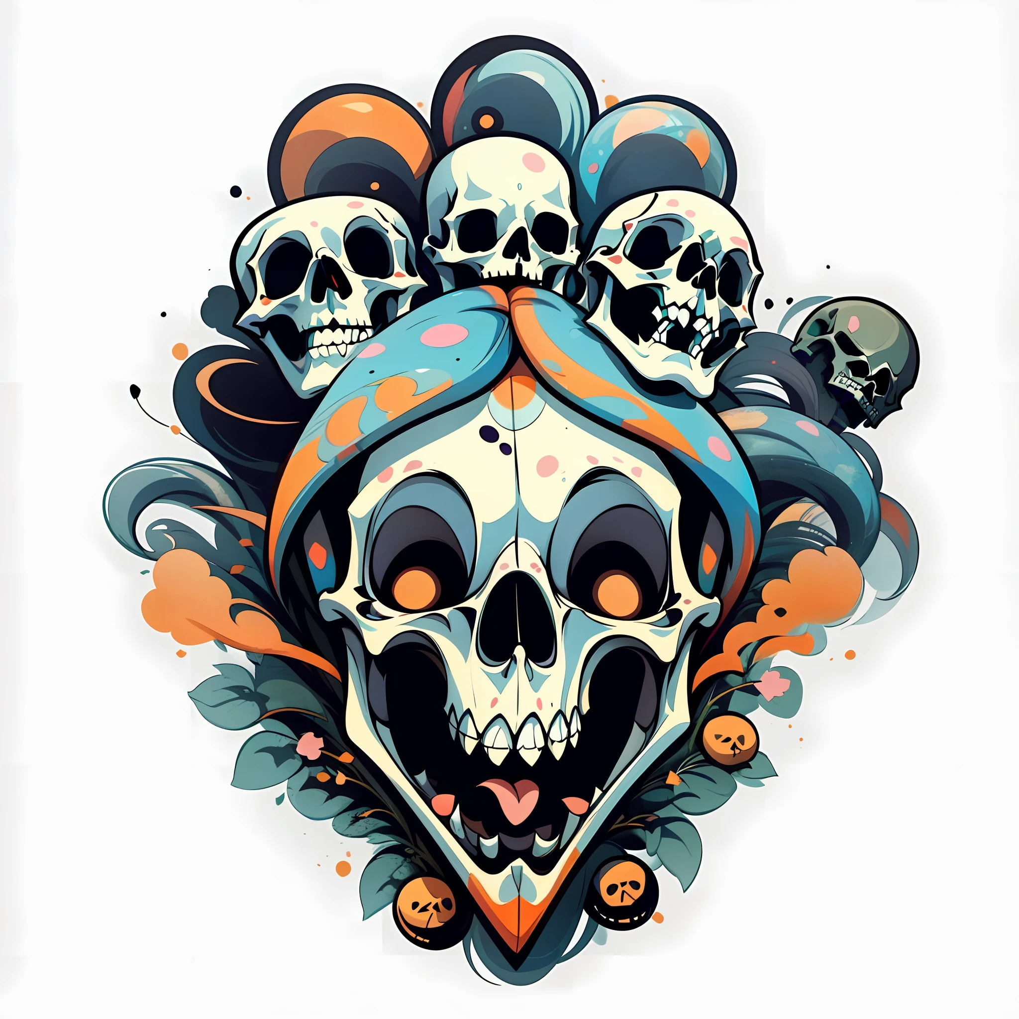 logo, vector, logo design, vector, simple, flat, icon, minimalism, white background, A skull with Natural Colors in the Kawaii style. --auto --s2