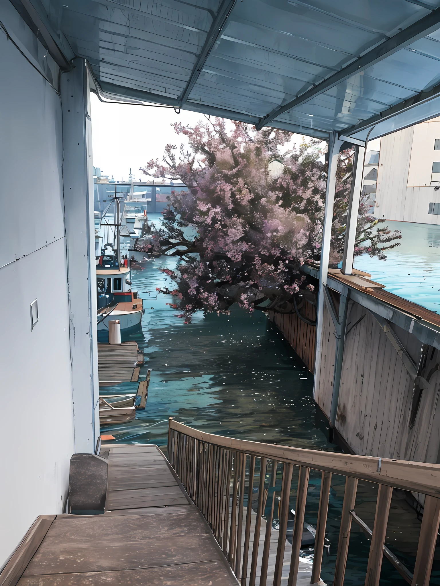 Ships, docks, completely submerged,