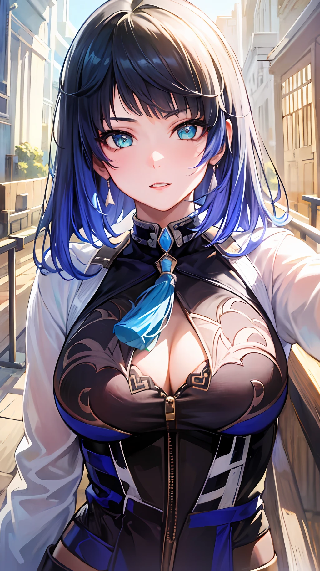 1girl, colorful themes, (best quality, high quality, high resolution), realistic, ultra-detailed, highly detailed facial features, absurdity, realistic lighting and reflections, highly detailed facial features, sheer shirt, best photos, high quality illustrations