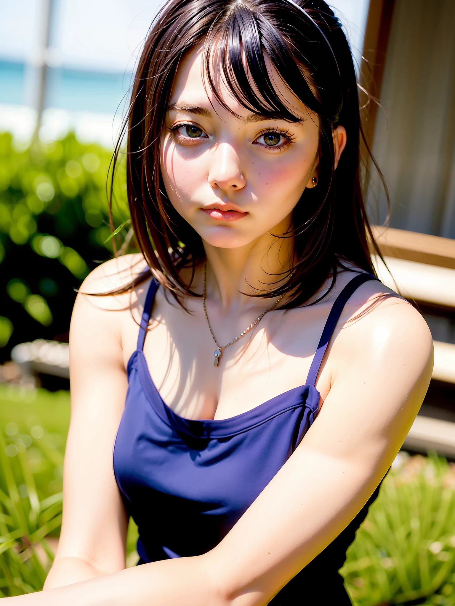 gravure, cute, portrait, top quality, on the chest