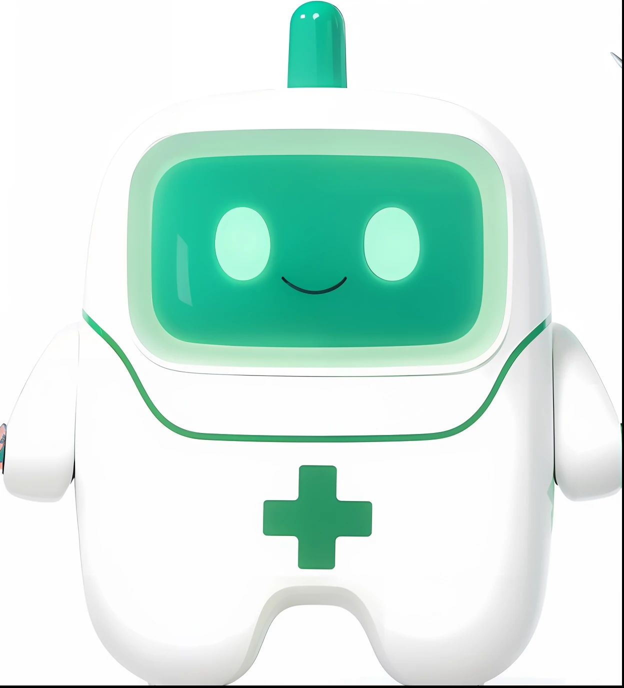 A white robot with green eyes and a cross on the chest, diaper handling robot, cute robot, alien robot naughty nurse, robot icon, doctor, white robot, digital medical device, incubator medpods, various medical network suits, cute humanoid robot, robot, safebooru, logo without text, website avatar, robot body