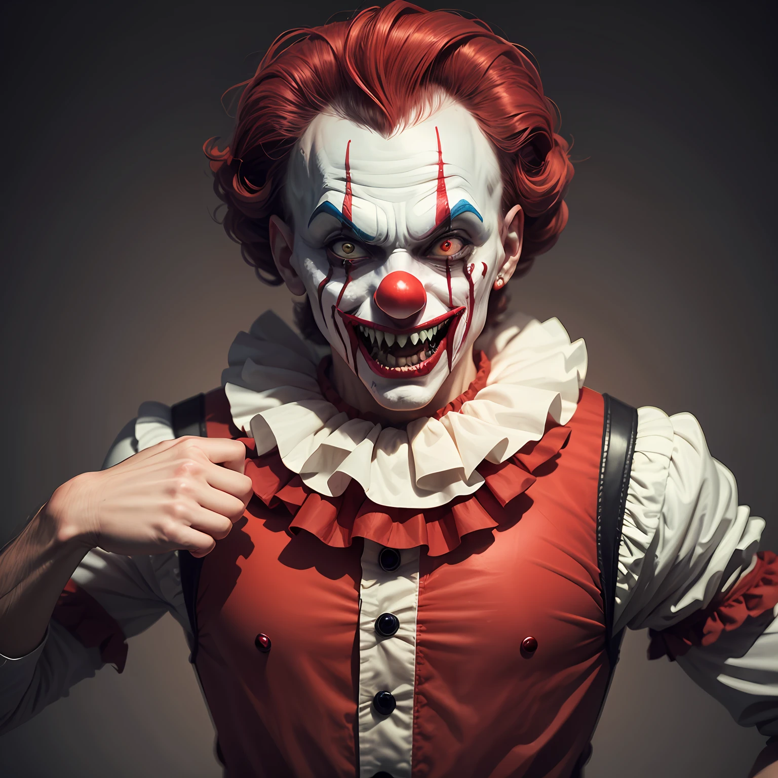 The clown is terrifying and bloody --auto