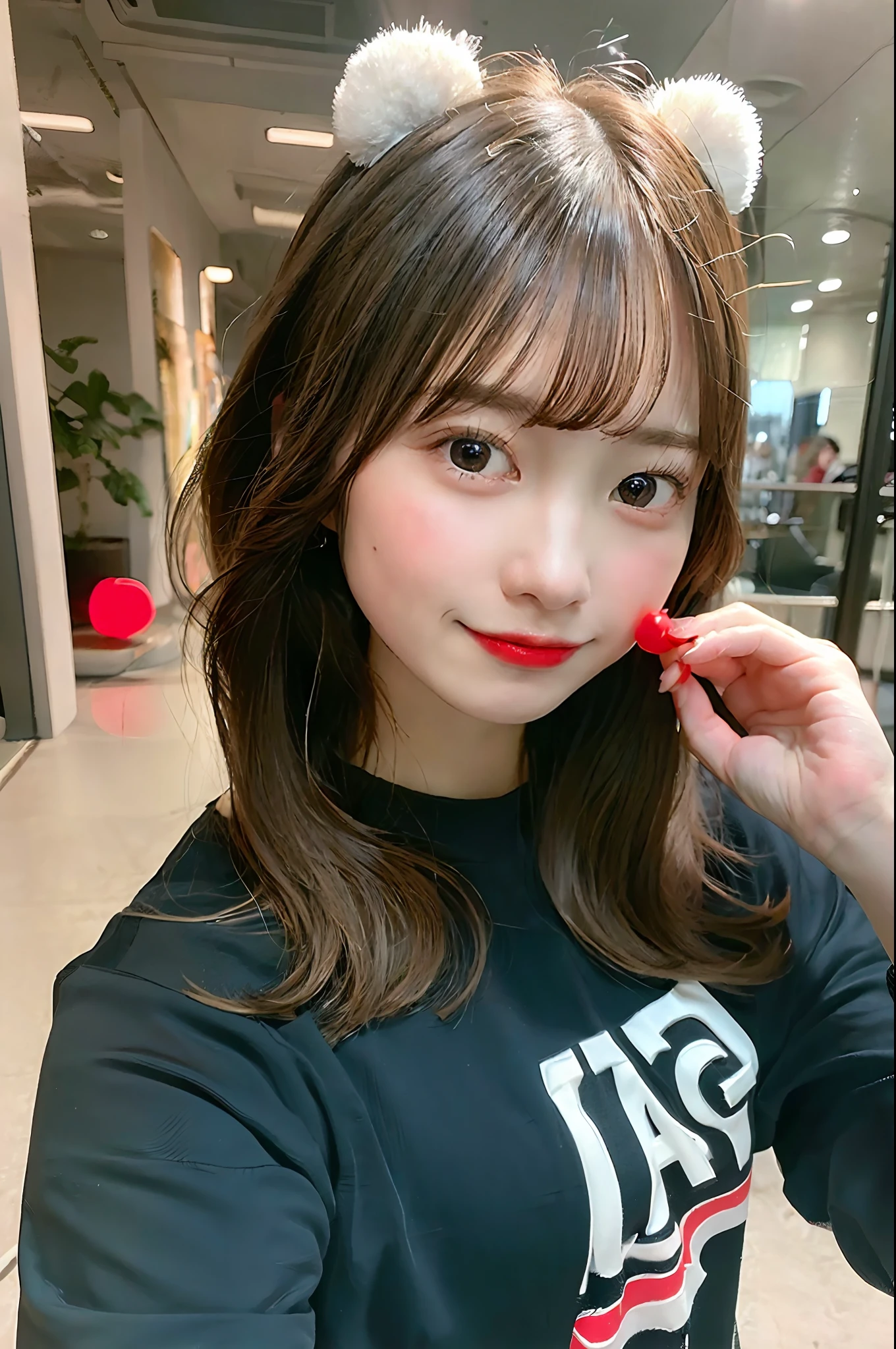(8K, Best Quality, Masterpiece: 1.2), (Realistic, Photorealistic: 1.37), Super Detail, 1 Girl, Pretty, Solo, (Red Nose), (Smile: 1.15), (Mouth Closed) ) small breasts, beautiful eyes, (long hair: 1.2), floating hair Novafrog style, upper body