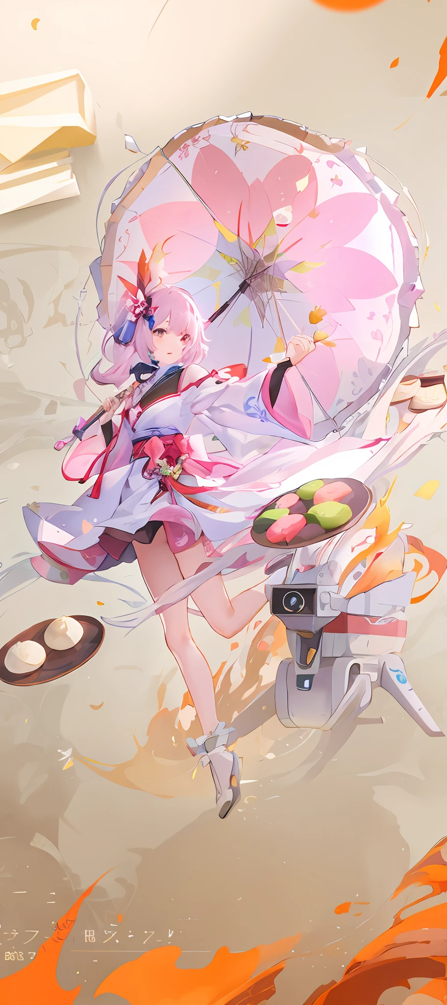 Anime Girl Flying in the Air with Umbrella, Zero Zen Art, Splash Art Anime Lori, Best Anime 4k Konachan Wallpaper, Onmyoji Detailed Art, Guviz in Pixiv Artstation, Digital Art in Pixiv, Pixiv Contest Winner, by Shi Tao, Azur Lane Style, Onmyoji, From Night of the Ark