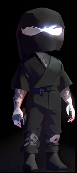 a close up of a cartoon character with a black outfit, upper body avatar, ninja outfit, goth ninja, heavily stylized, full body details, full body detailed, stylized character, full body shot hyperdetailed, wearing dark robe, toon shading, wearing black sith uniform, zoomed out full body, holding a black katana, full character body --auto