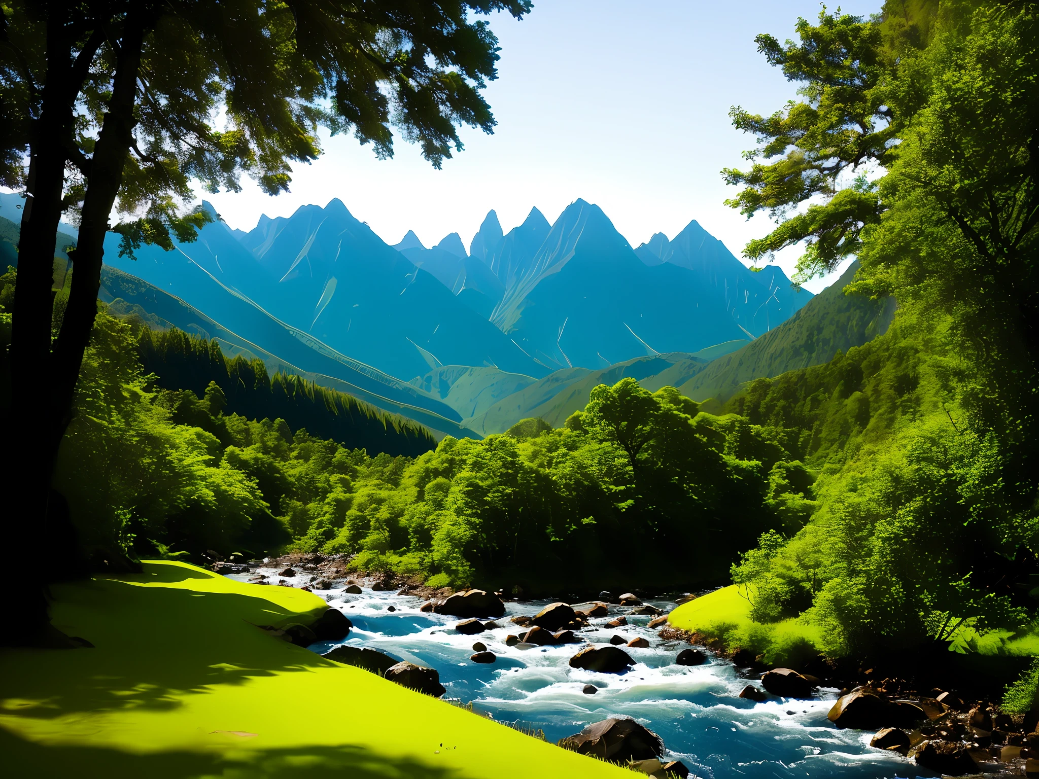 a view of a river running through a lush green forest, mountains river trees, majestic nature scenery, stunning nature in background, japan mountains, mountains and rivers, nature scenery, very beautiful scenery, lovely valley, mountainous setting, nature wallpaper, in a mountain valley, lush scenic landscape, very very beautiful scenery, lush valley, beautiful mountains behind, beatiful mountain background