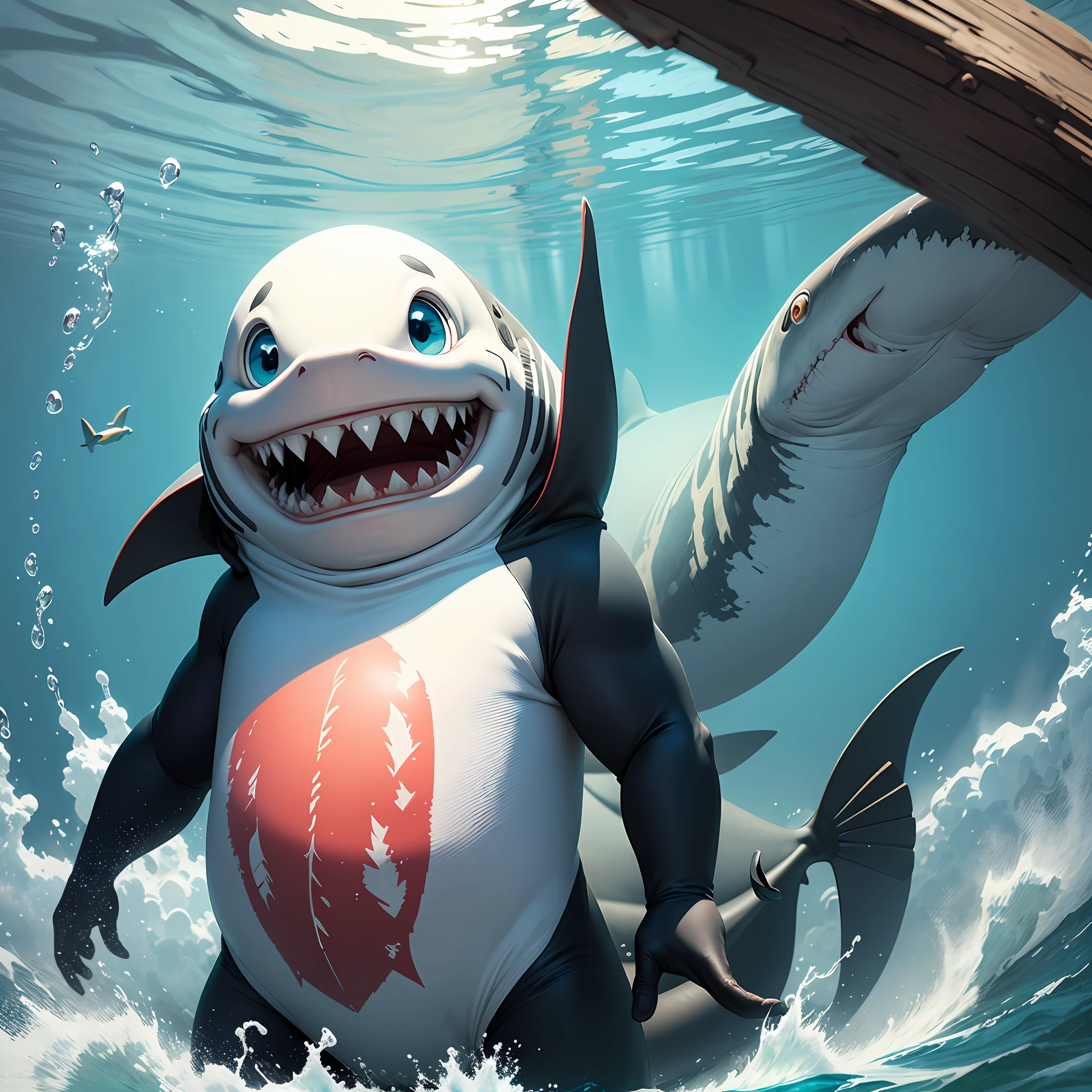 Shark anthropomorphic pixel painting --auto
