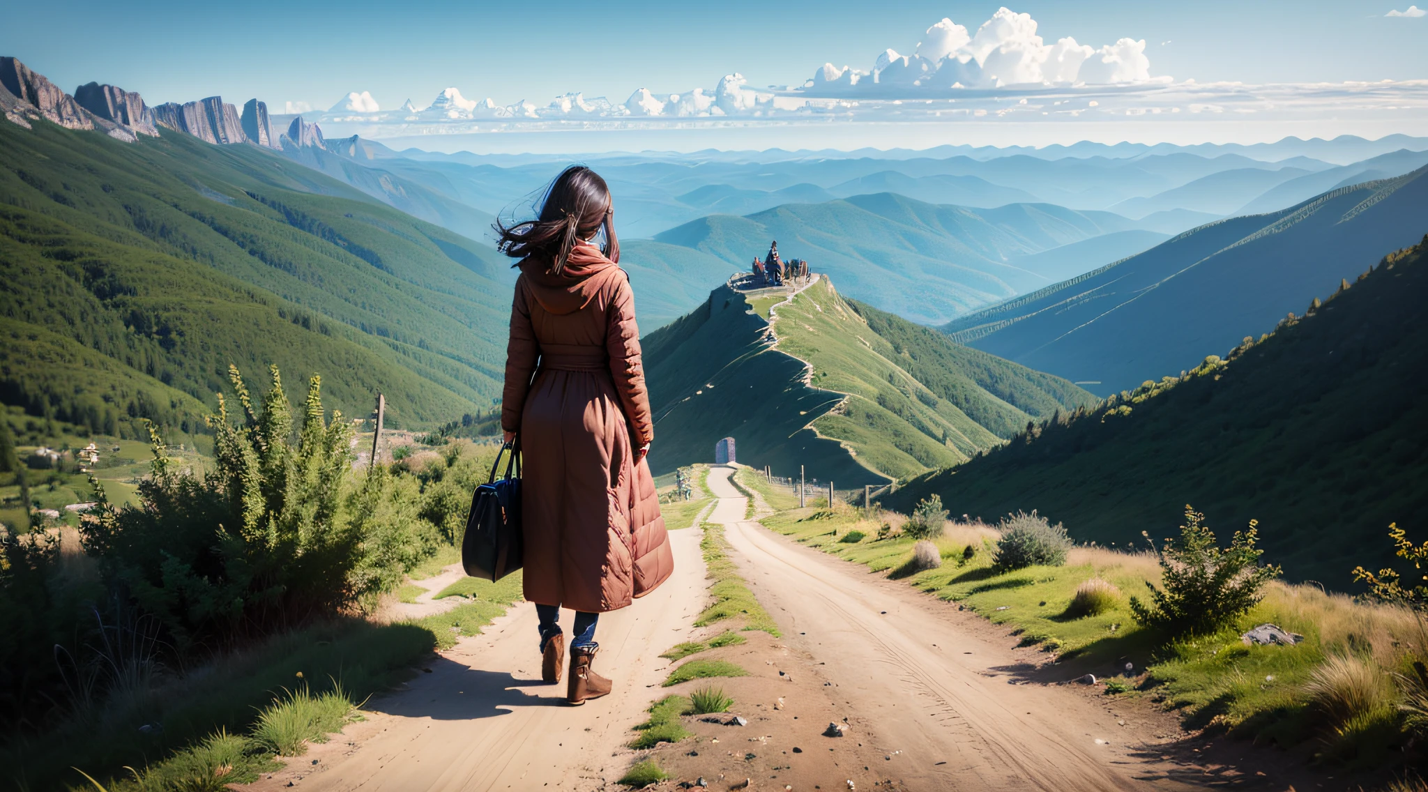 Woman on a mountain --auto