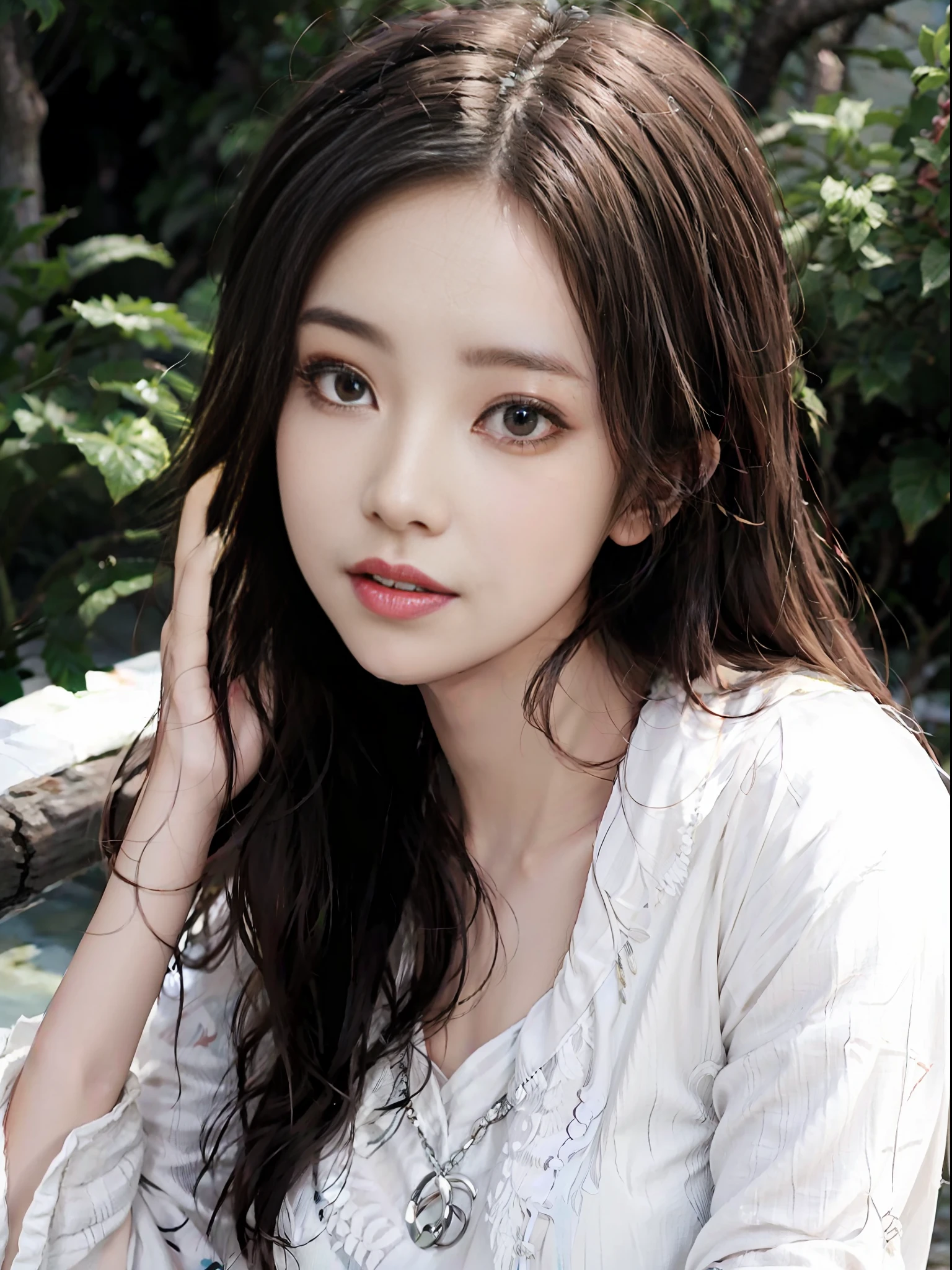(Original photo: 1.2), (Photo realism: 1.4)) Best quality, beautiful, beautiful, beautiful, beautiful, extremely detailed, unity, 8k beautiful wallpaper, fine details, masterpiece, best quality, official art, very detailed , very ridiculous, high resolution, beautiful, beautiful eye and face detail, movie lighting, 1 girl, perspective view, looking at viewer, full body, full body shot, outdoors, hands behind the back, (Hanfu)